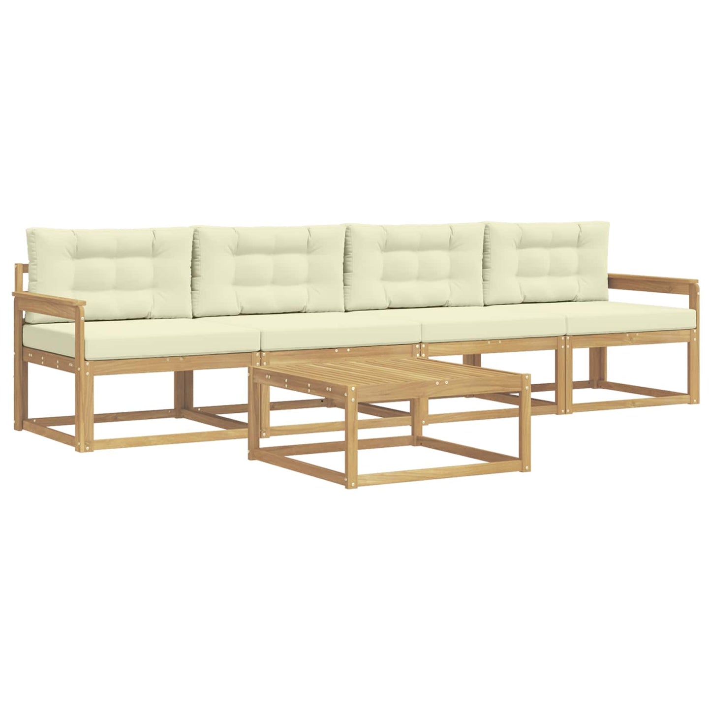 Buiten bankenset met kussen 4 pcs Wit en crèmekleurig is nu te koop bij PeponiXL, paradijselijk wonen!