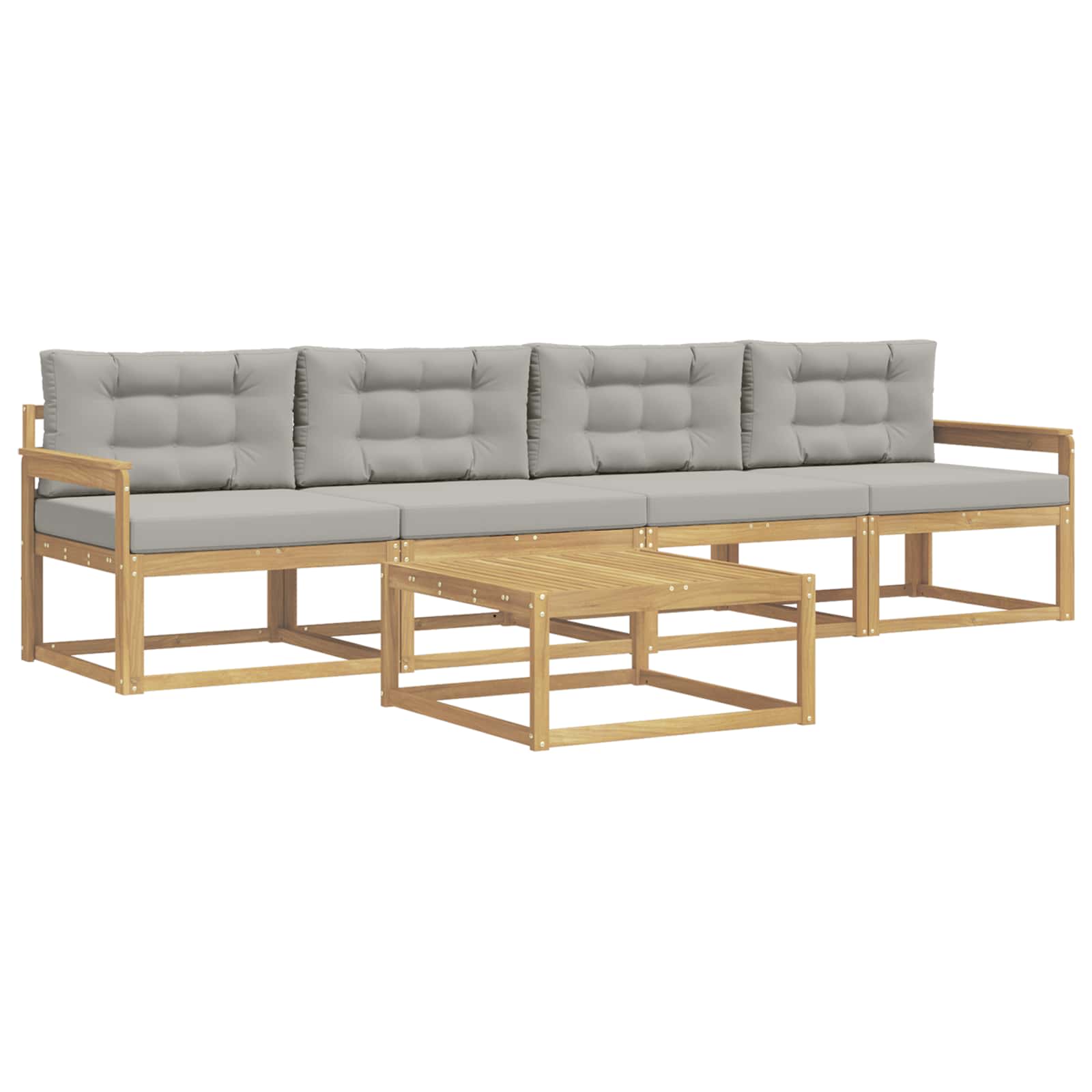 Buiten bankenset met kussen 4 pcs Wit en Lichtgrijs is nu te koop bij PeponiXL, paradijselijk wonen!