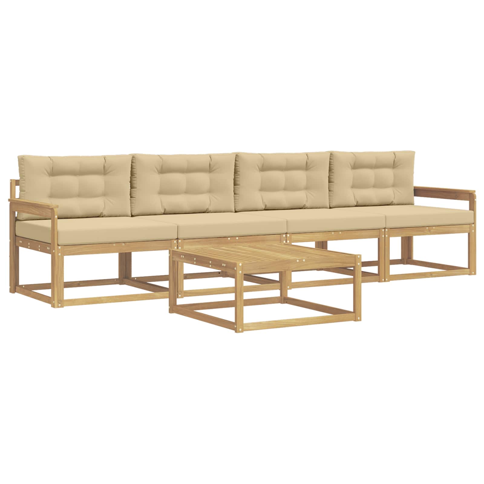 Buiten bankenset met kussen 4 pcs Wit en Beige is nu te koop bij PeponiXL, paradijselijk wonen!