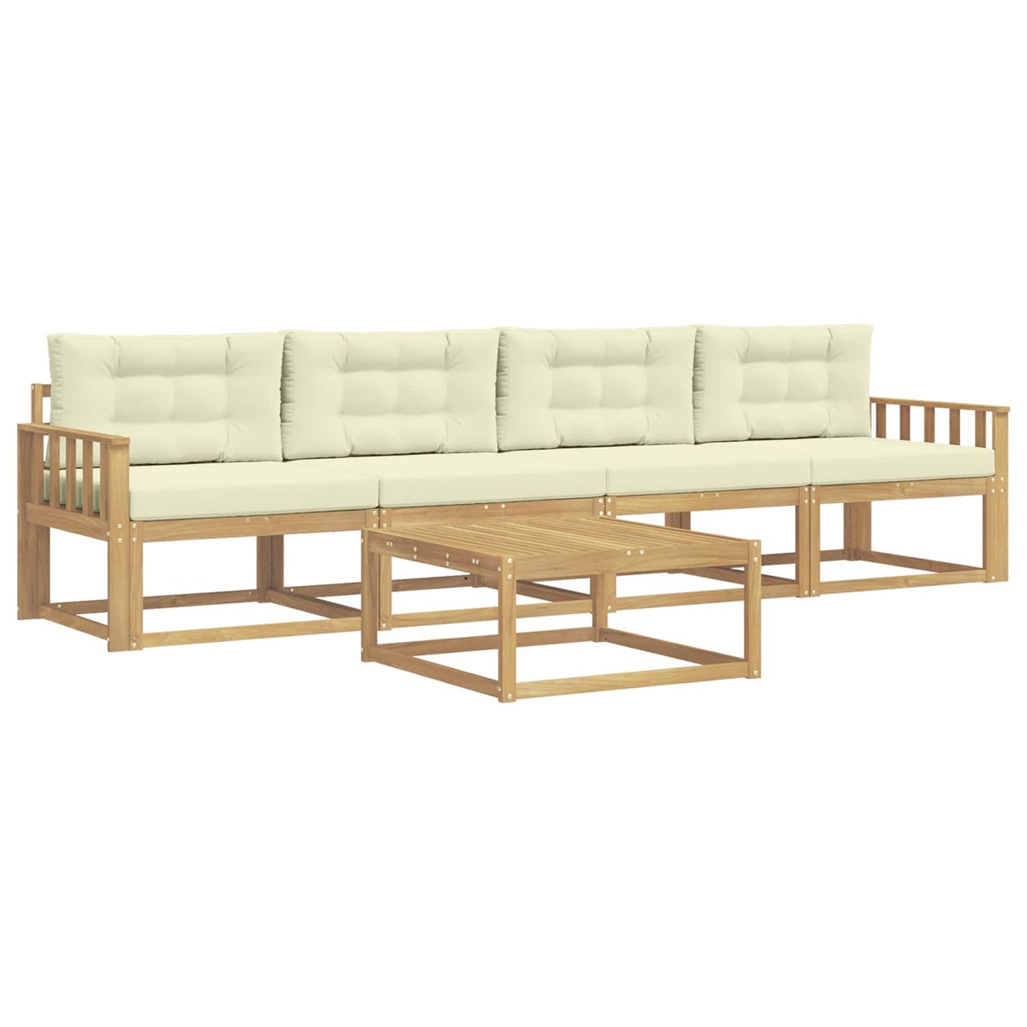 Buiten bankenset met kussen 4 pcs Wit en crèmekleurig is nu te koop bij PeponiXL, paradijselijk wonen!