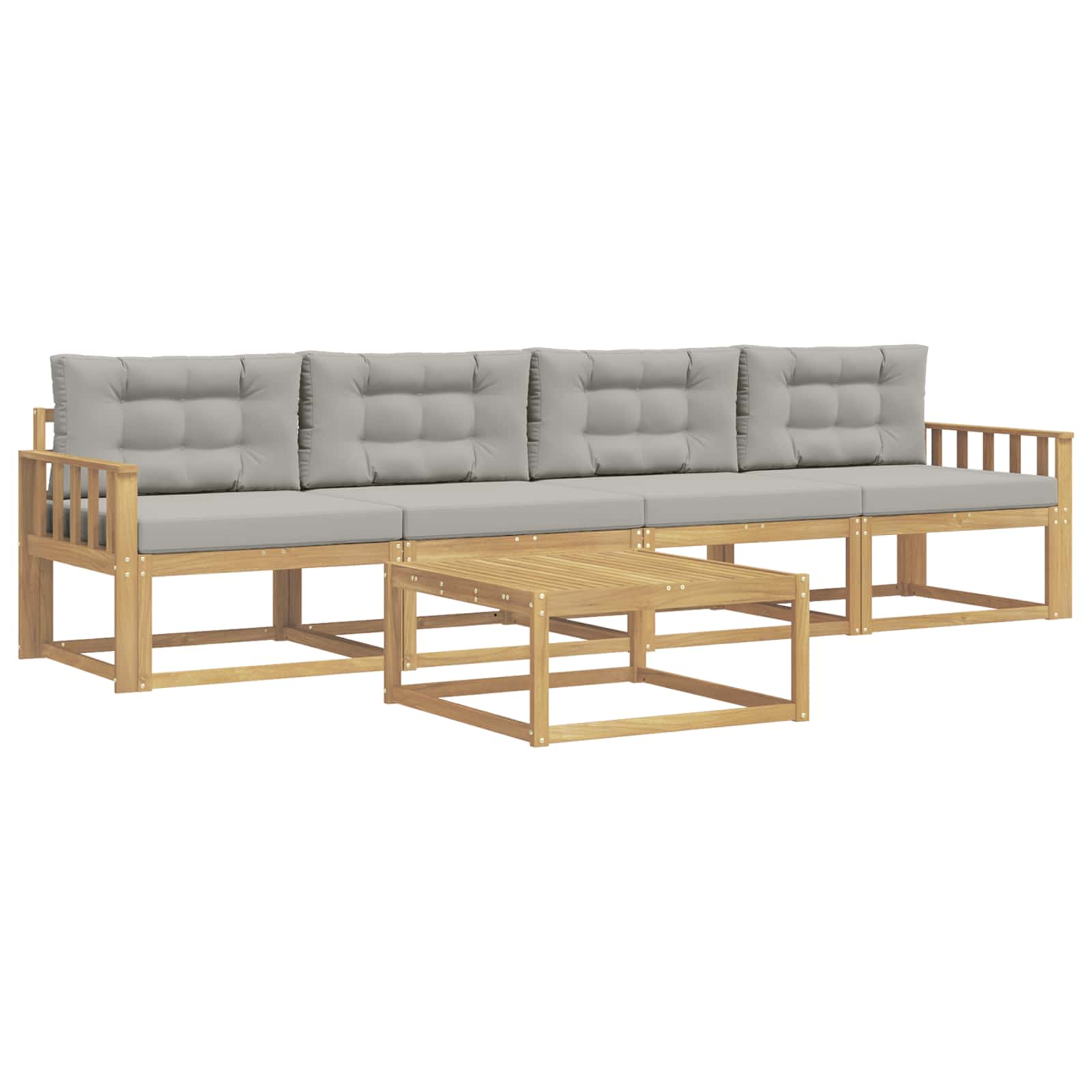 Buiten bankenset met kussen 4 pcs Wit en Lichtgrijs is nu te koop bij PeponiXL, paradijselijk wonen!