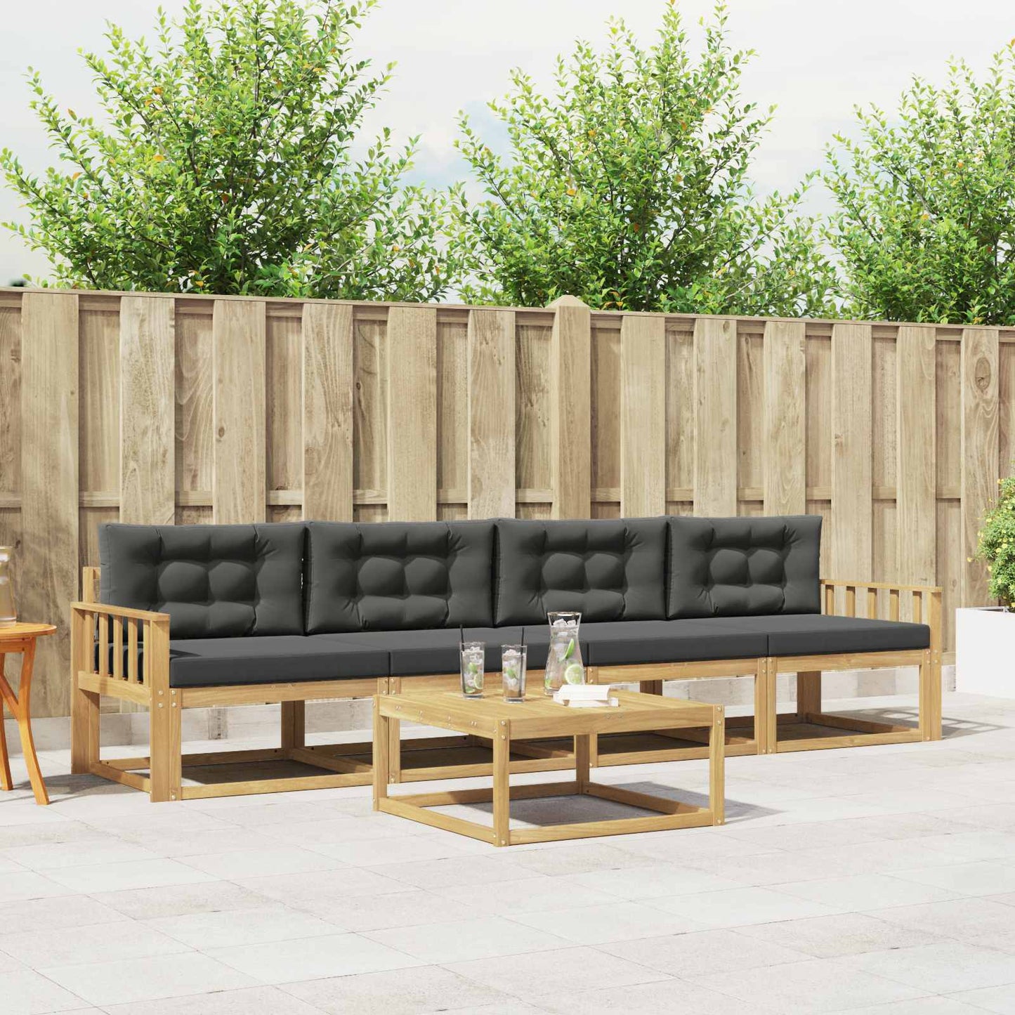 Buiten bankenset met kussen 4 pcs Wit en antracietkleurig is nu te koop bij PeponiXL, paradijselijk wonen!