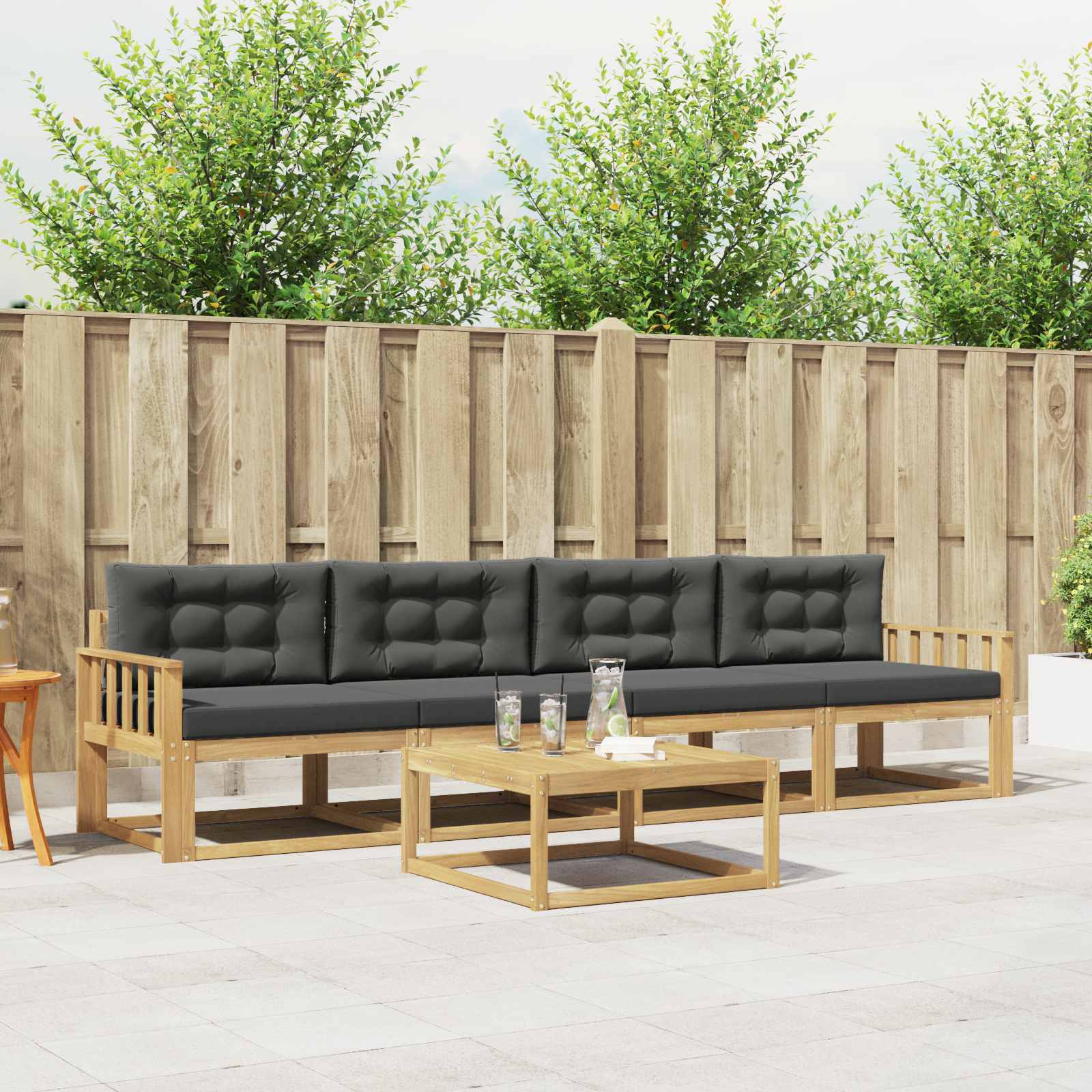 Buiten bankenset met kussen 4 pcs Wit en antracietkleurig is nu te koop bij PeponiXL, paradijselijk wonen!