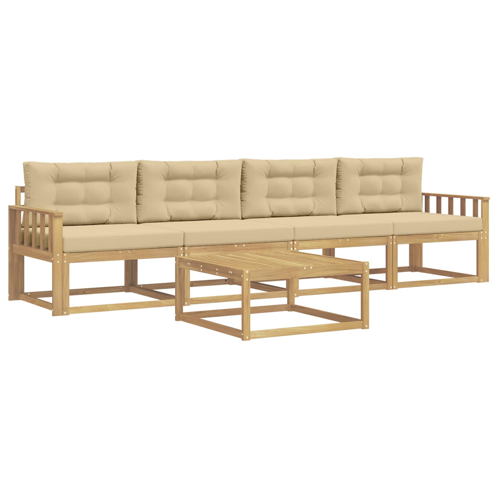 Buiten bankenset met kussen 4 pcs Wit en Beige is nu te koop bij PeponiXL, paradijselijk wonen!