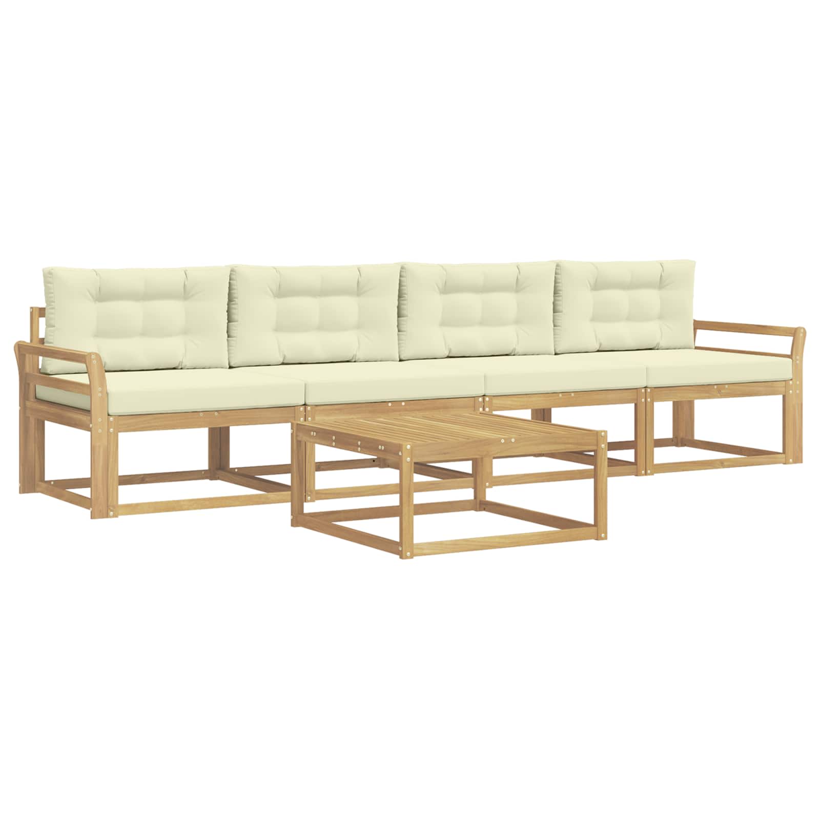 Buiten bankenset met kussen 4 pcs Wit en crèmekleurig is nu te koop bij PeponiXL, paradijselijk wonen!