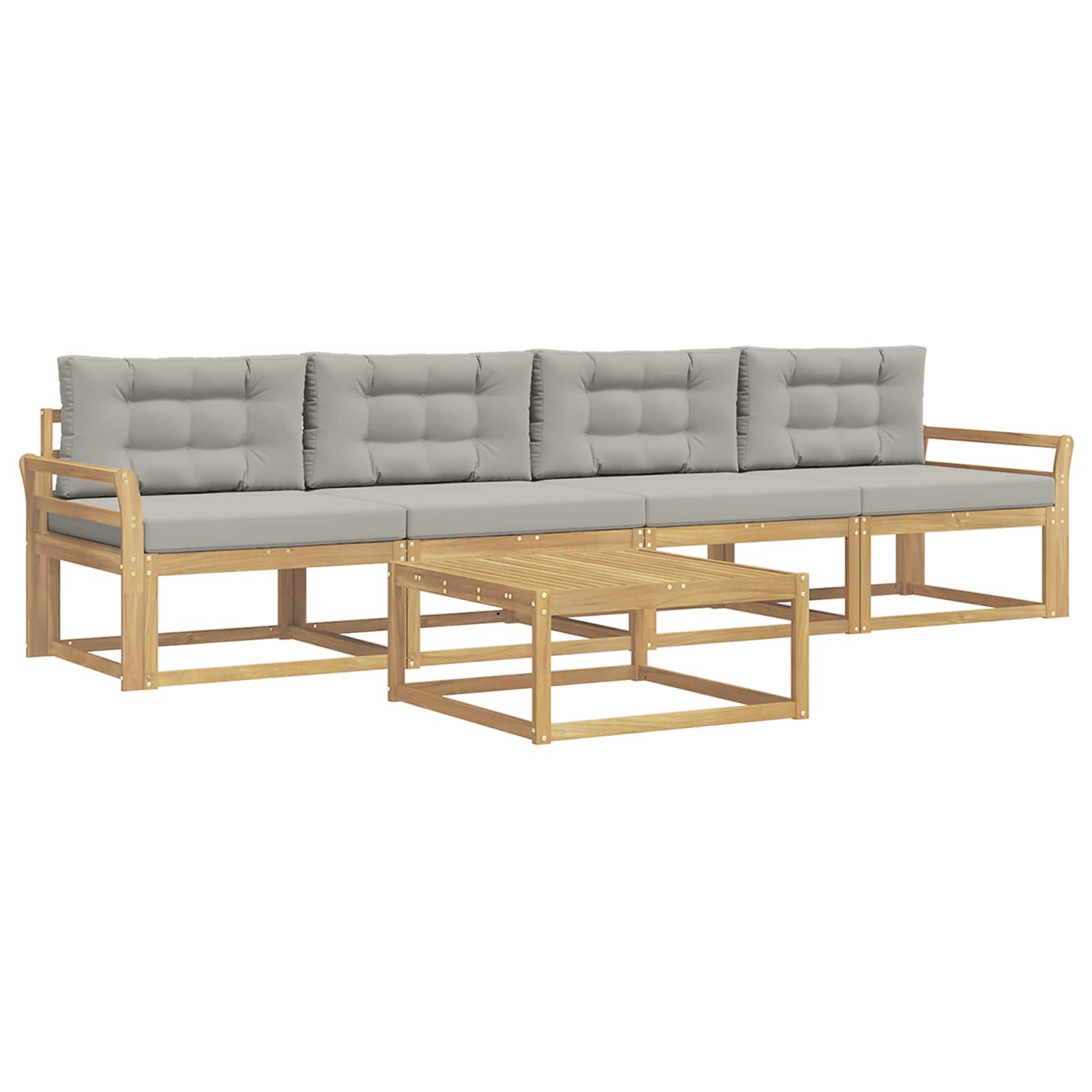 Buiten bankenset met kussen 4 pcs Wit en Lichtgrijs is nu te koop bij PeponiXL, paradijselijk wonen!