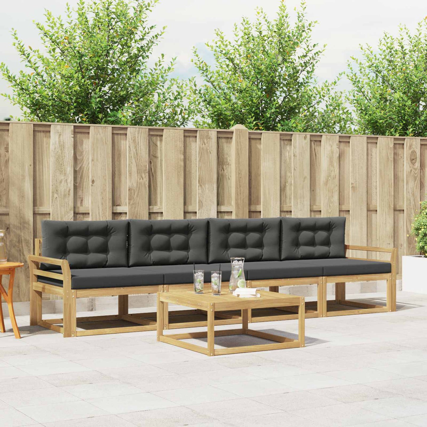 Buiten bankenset met kussen 4 pcs Wit en antracietkleurig is nu te koop bij PeponiXL, paradijselijk wonen!