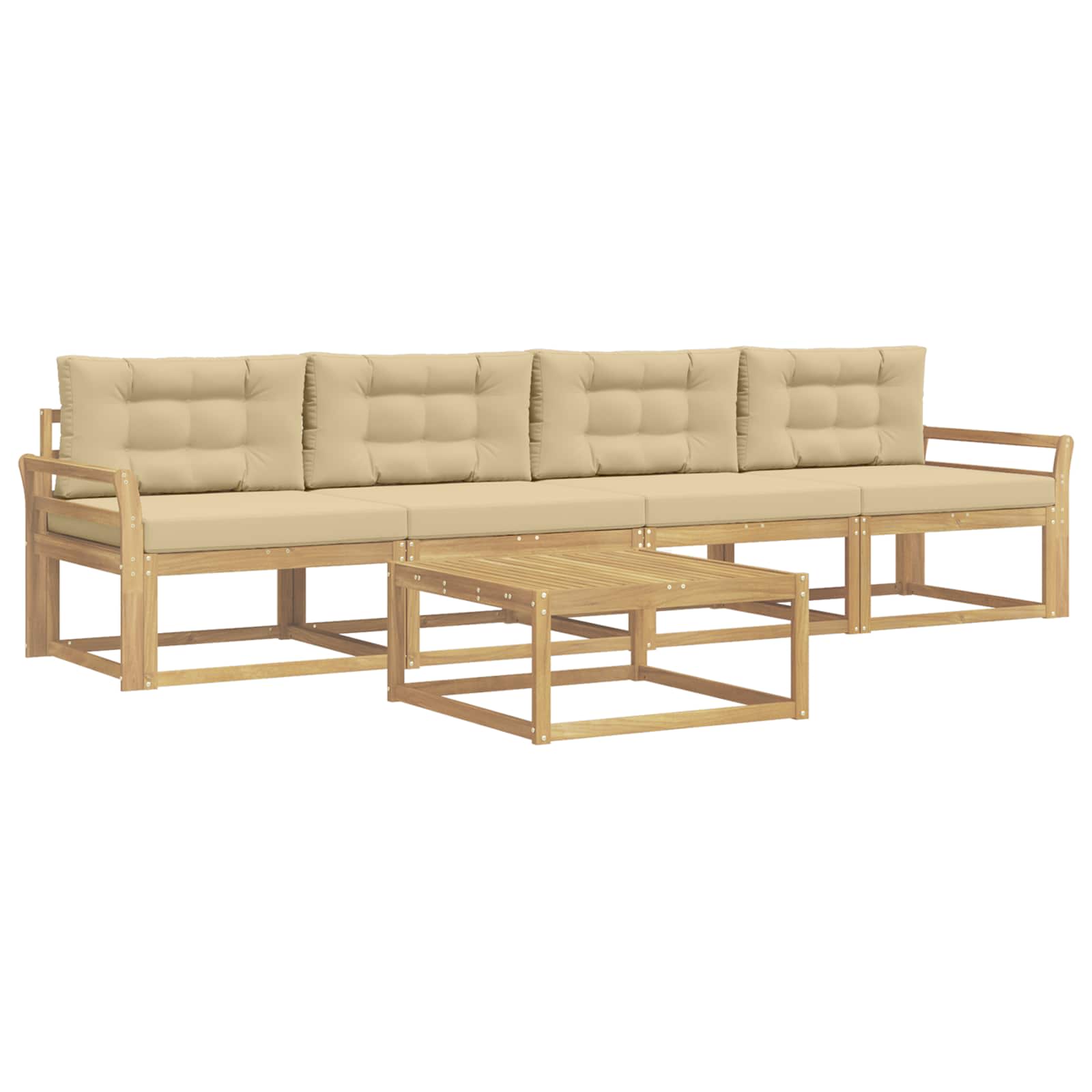 Buiten bankenset met kussen 4 pcs Wit en Beige is nu te koop bij PeponiXL, paradijselijk wonen!