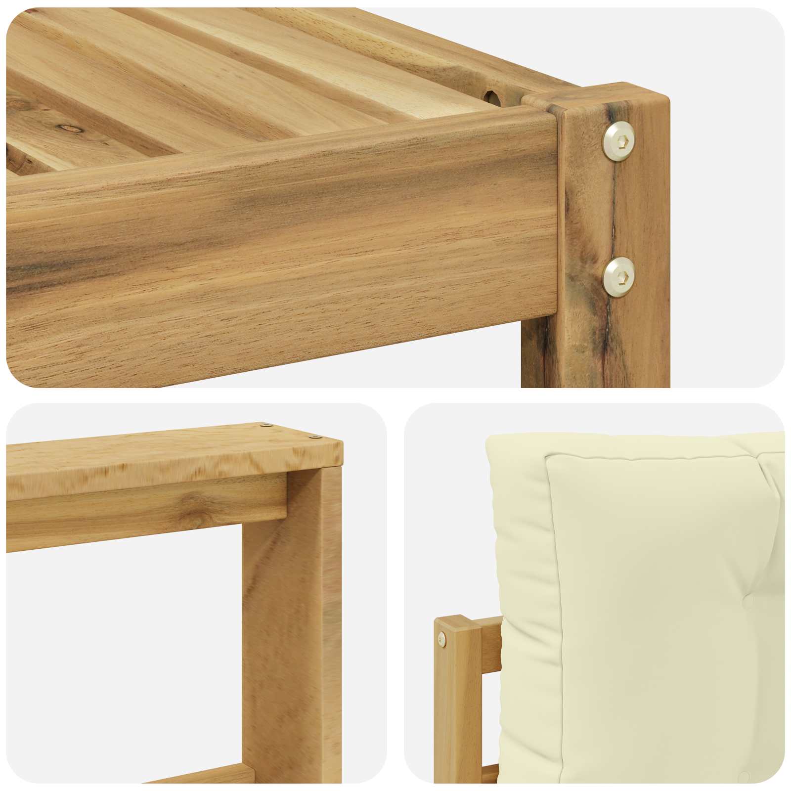 Buiten bankenset met kussen 4 pcs Wit en crèmekleurig is nu te koop bij PeponiXL, paradijselijk wonen!