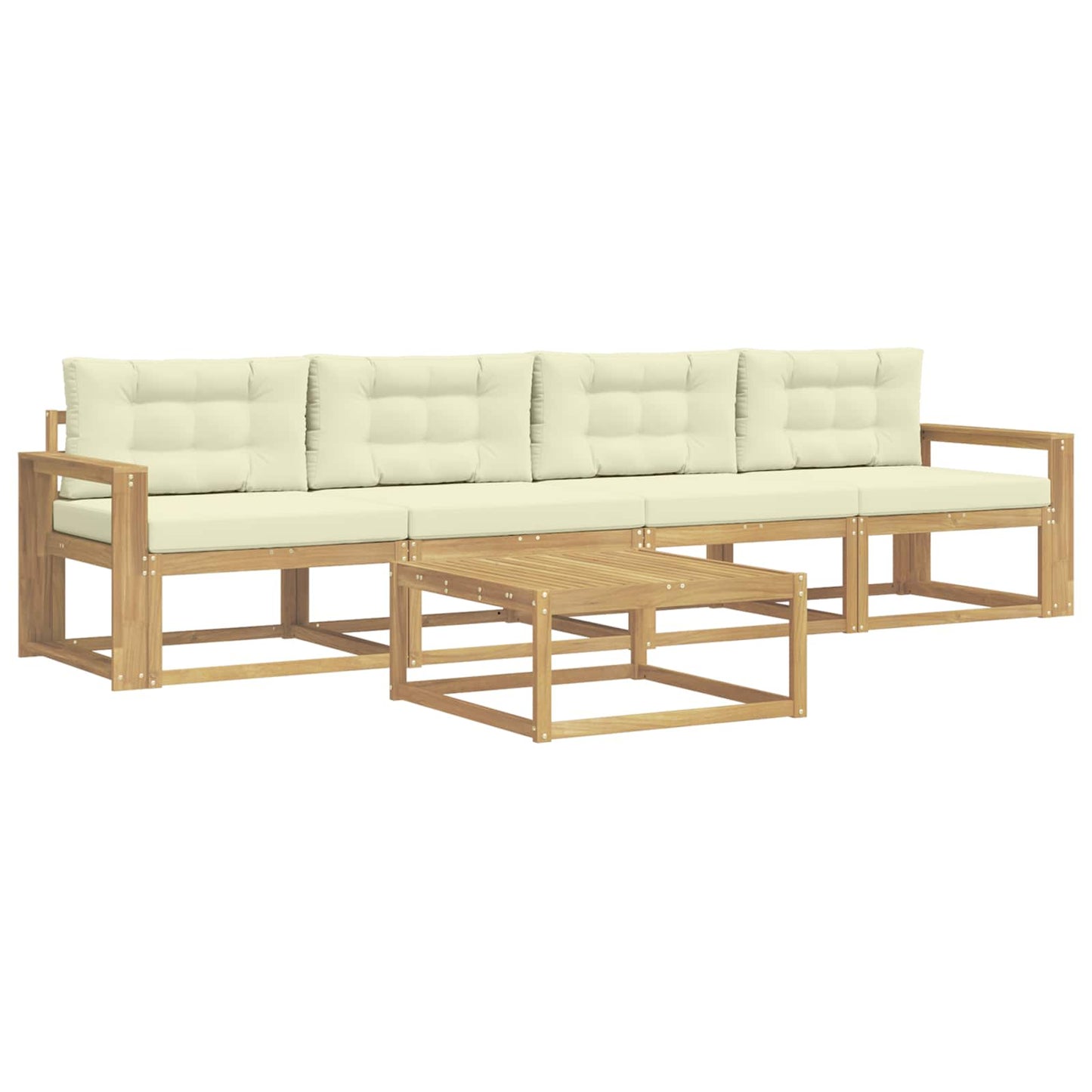 Buiten bankenset met kussen 4 pcs Wit en crèmekleurig is nu te koop bij PeponiXL, paradijselijk wonen!