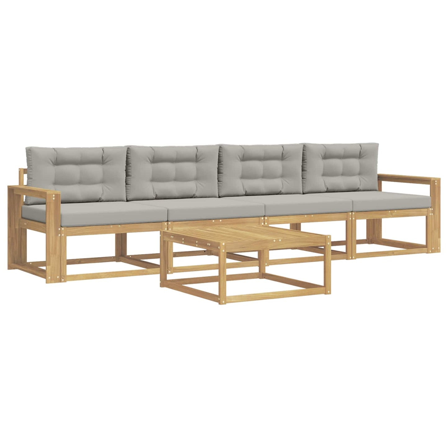 Buiten bankenset met kussen 4 pcs Wit en Lichtgrijs is nu te koop bij PeponiXL, paradijselijk wonen!