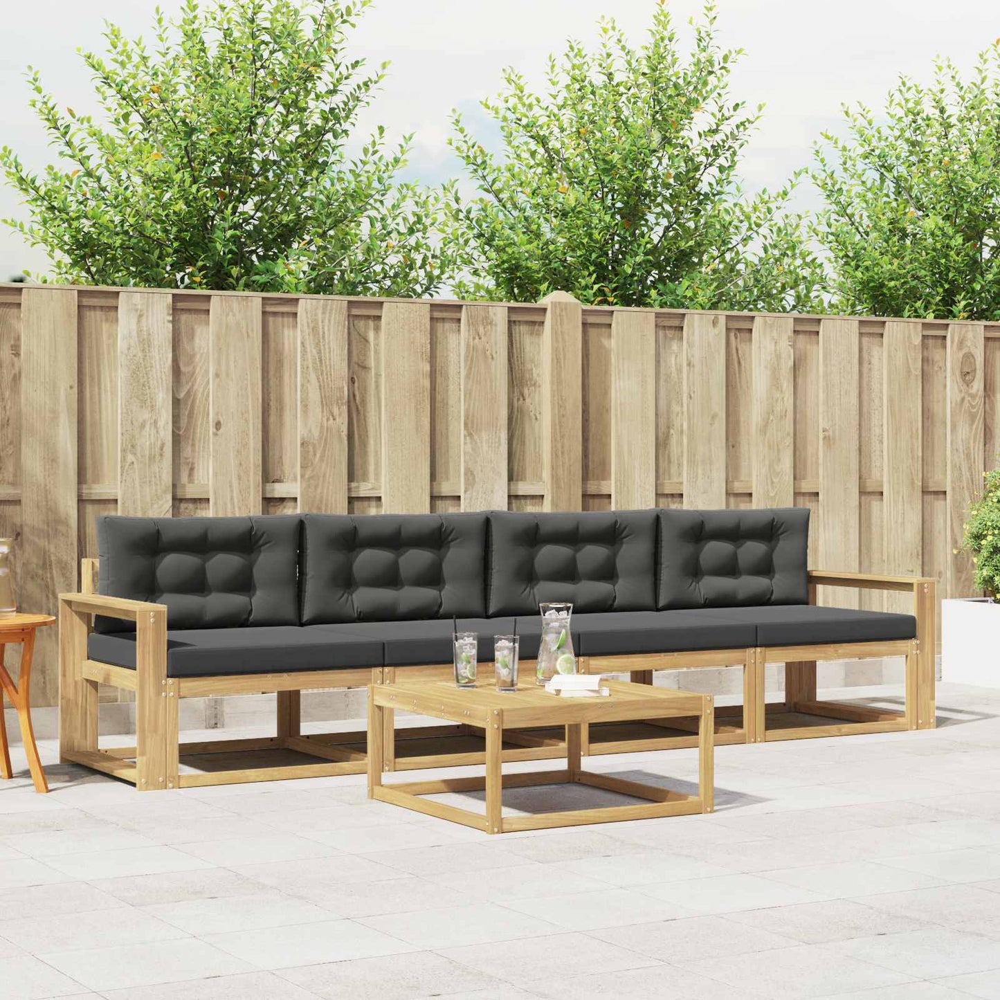 Buiten bankenset met kussen 4 pcs Wit en antracietkleurig is nu te koop bij PeponiXL, paradijselijk wonen!