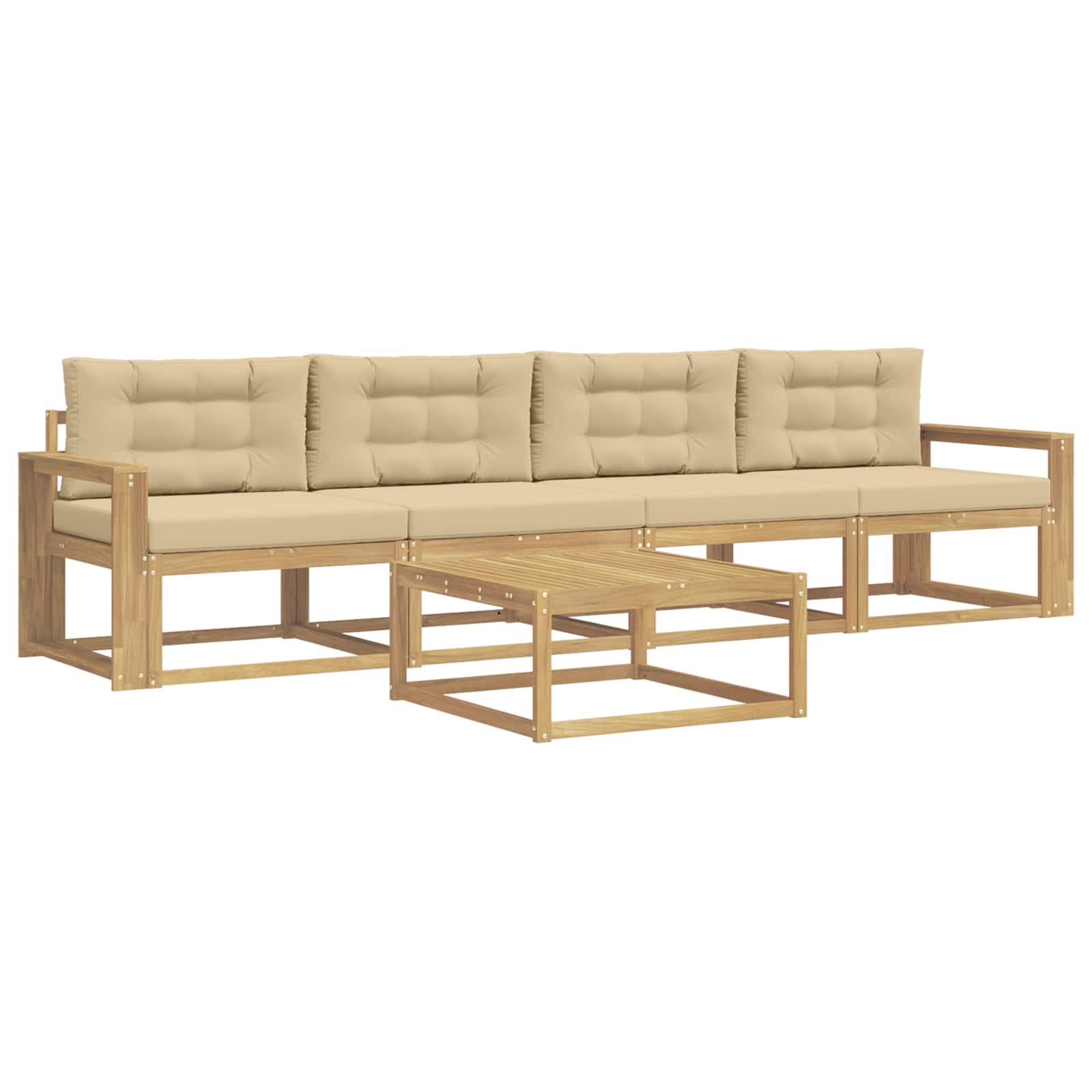 Buiten bankenset met kussen 4 pcs Wit en Beige is nu te koop bij PeponiXL, paradijselijk wonen!