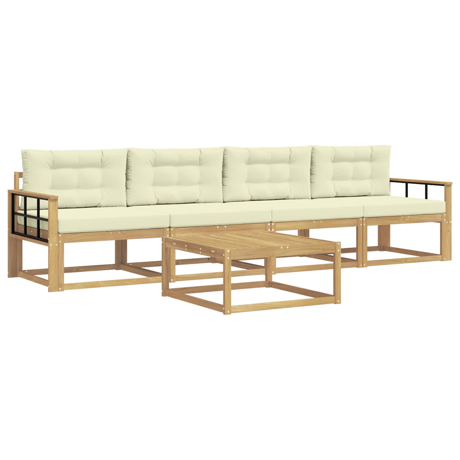 Buiten bankenset met kussen 4 pcs Wit en crèmekleurig is nu te koop bij PeponiXL, paradijselijk wonen!