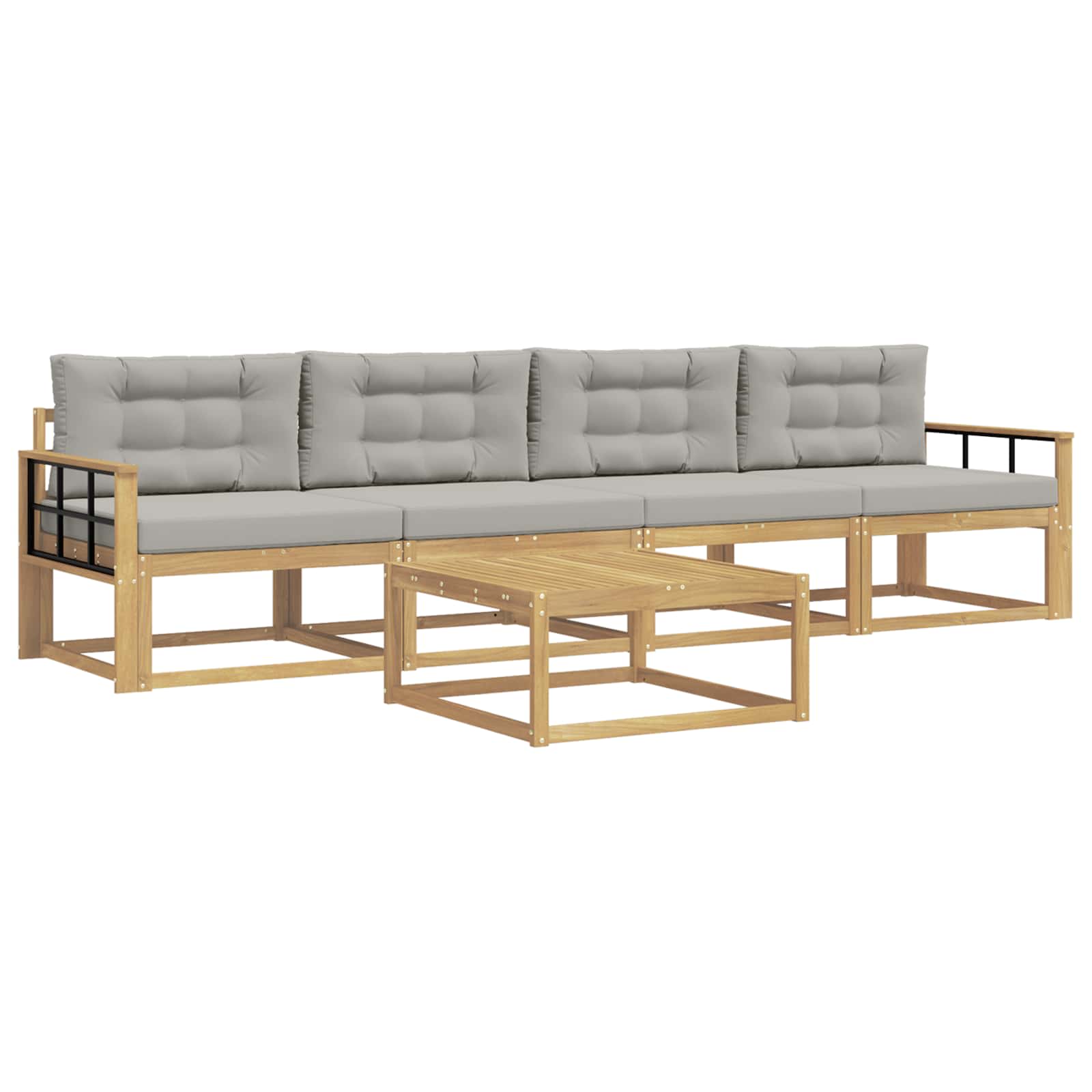 Buiten bankenset met kussen 4 pcs Wit en Lichtgrijs is nu te koop bij PeponiXL, paradijselijk wonen!