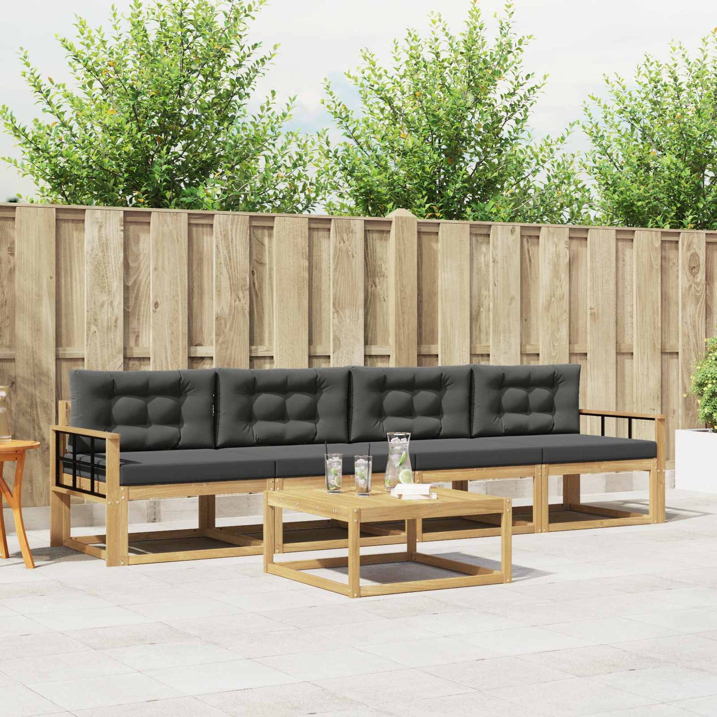 Buiten bankenset met kussen 4 pcs Wit en antracietkleurig is nu te koop bij PeponiXL, paradijselijk wonen!