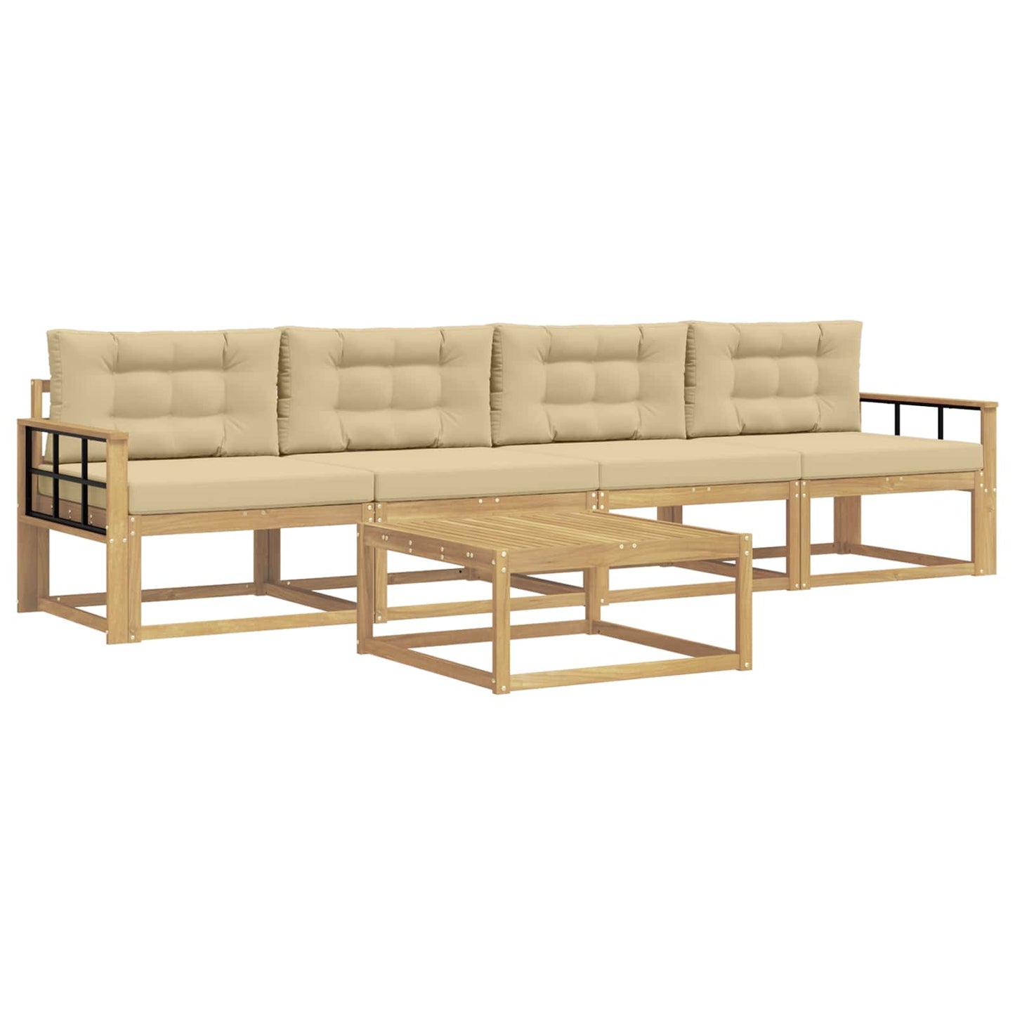Buiten bankenset met kussen 4 pcs Wit en Beige is nu te koop bij PeponiXL, paradijselijk wonen!