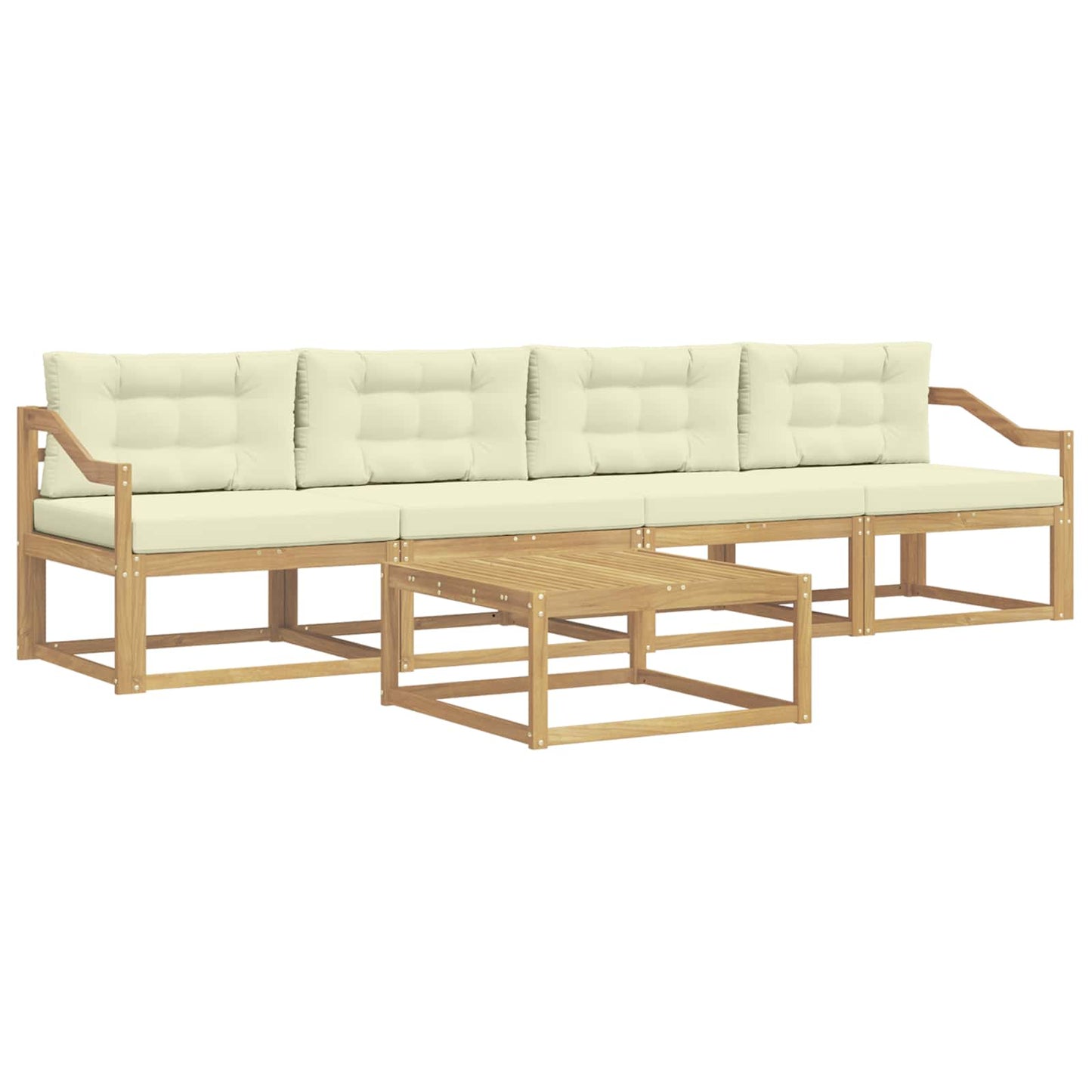 Buiten bankenset met kussen 4 pcs Wit en crèmekleurig is nu te koop bij PeponiXL, paradijselijk wonen!