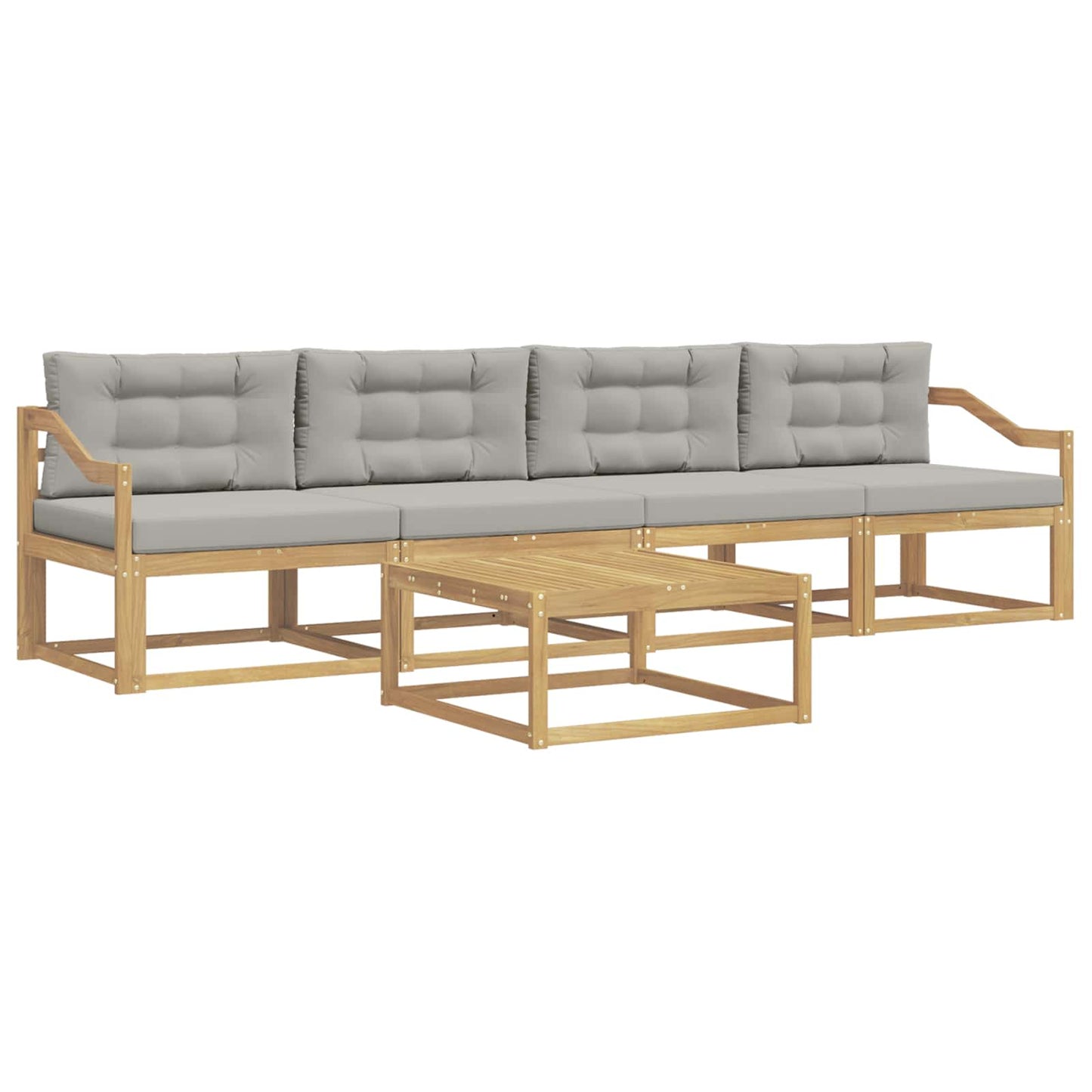Buiten bankenset met kussen 4 pcs Wit en Lichtgrijs is nu te koop bij PeponiXL, paradijselijk wonen!