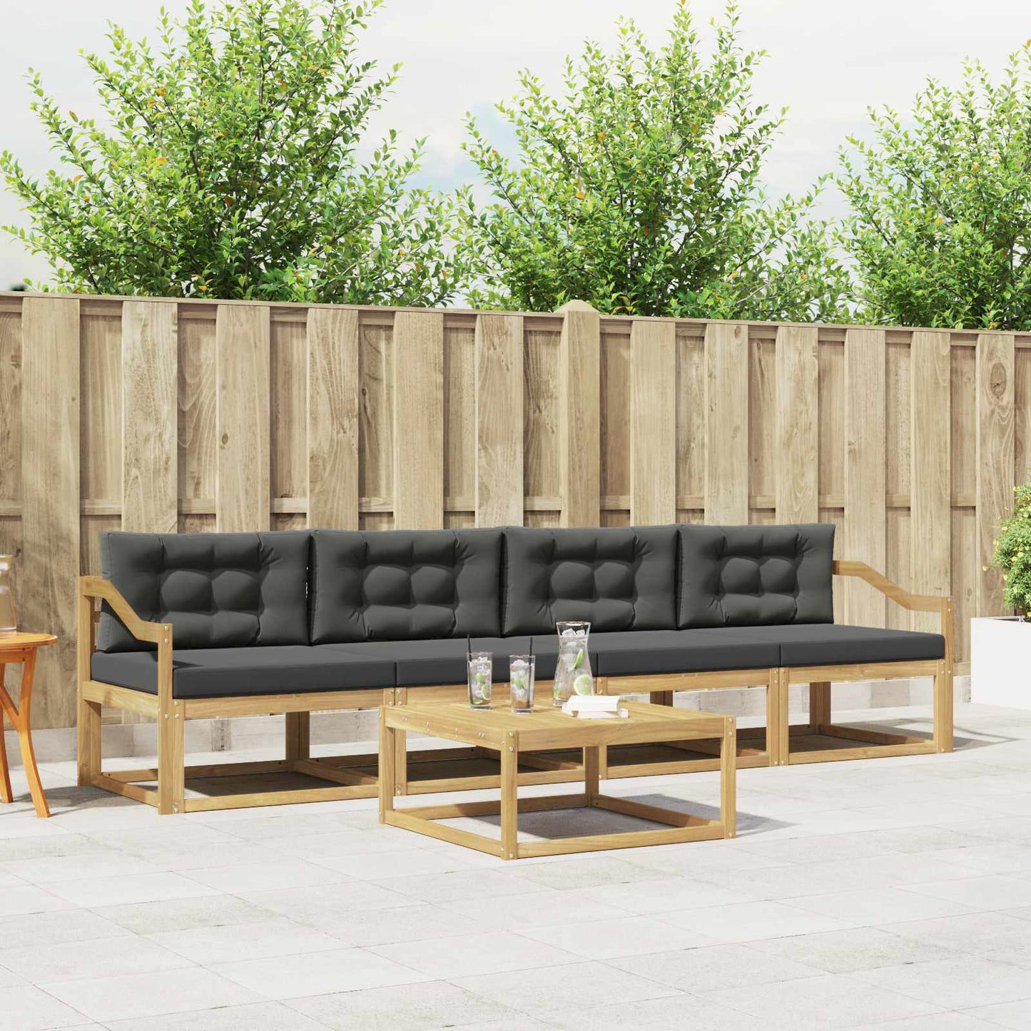 Buiten bankenset met kussen 4 pcs Wit en antracietkleurig is nu te koop bij PeponiXL, paradijselijk wonen!