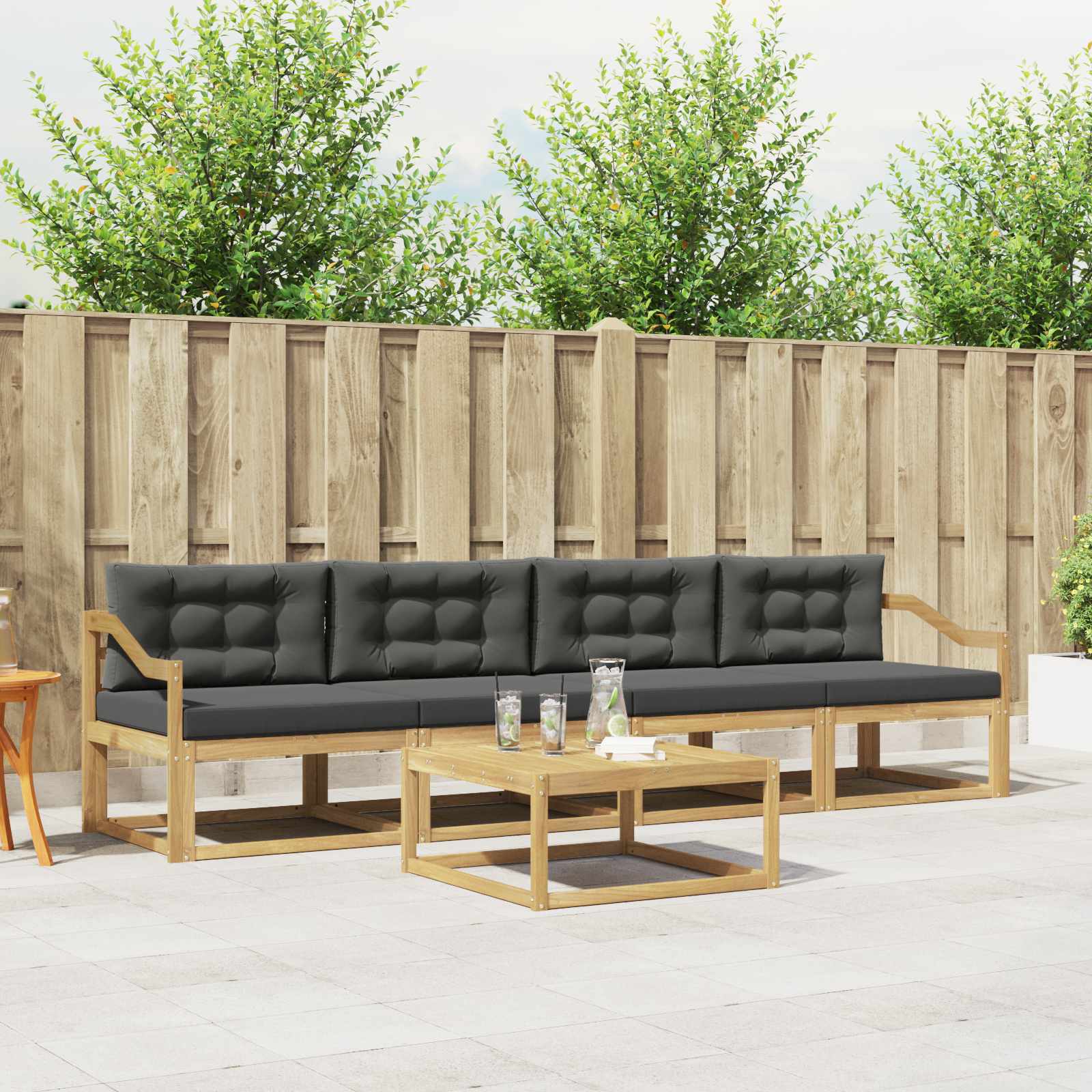 Buiten bankenset met kussen 4 pcs Wit en antracietkleurig is nu te koop bij PeponiXL, paradijselijk wonen!