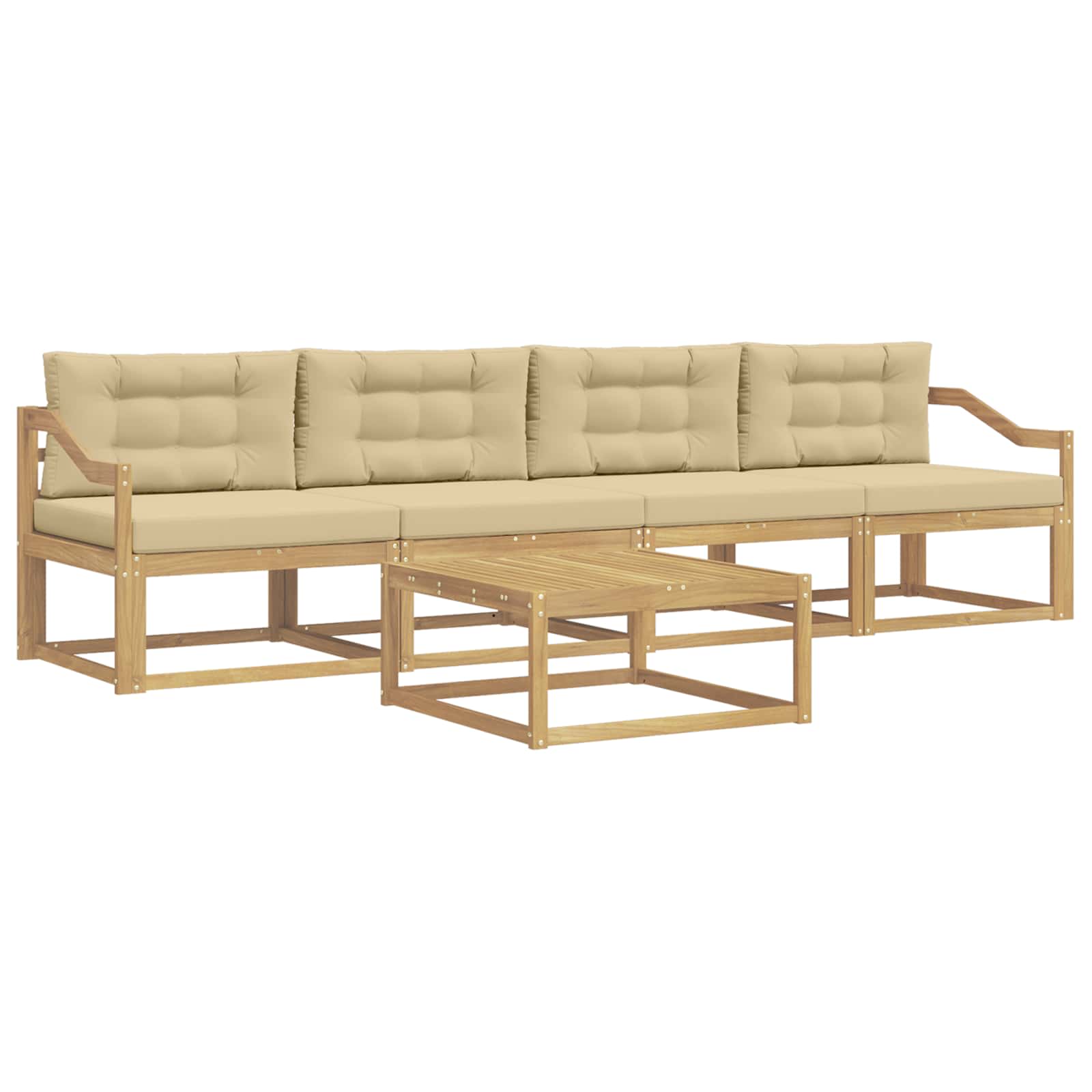 Buiten bankenset met kussen 4 pcs Wit en Beige is nu te koop bij PeponiXL, paradijselijk wonen!