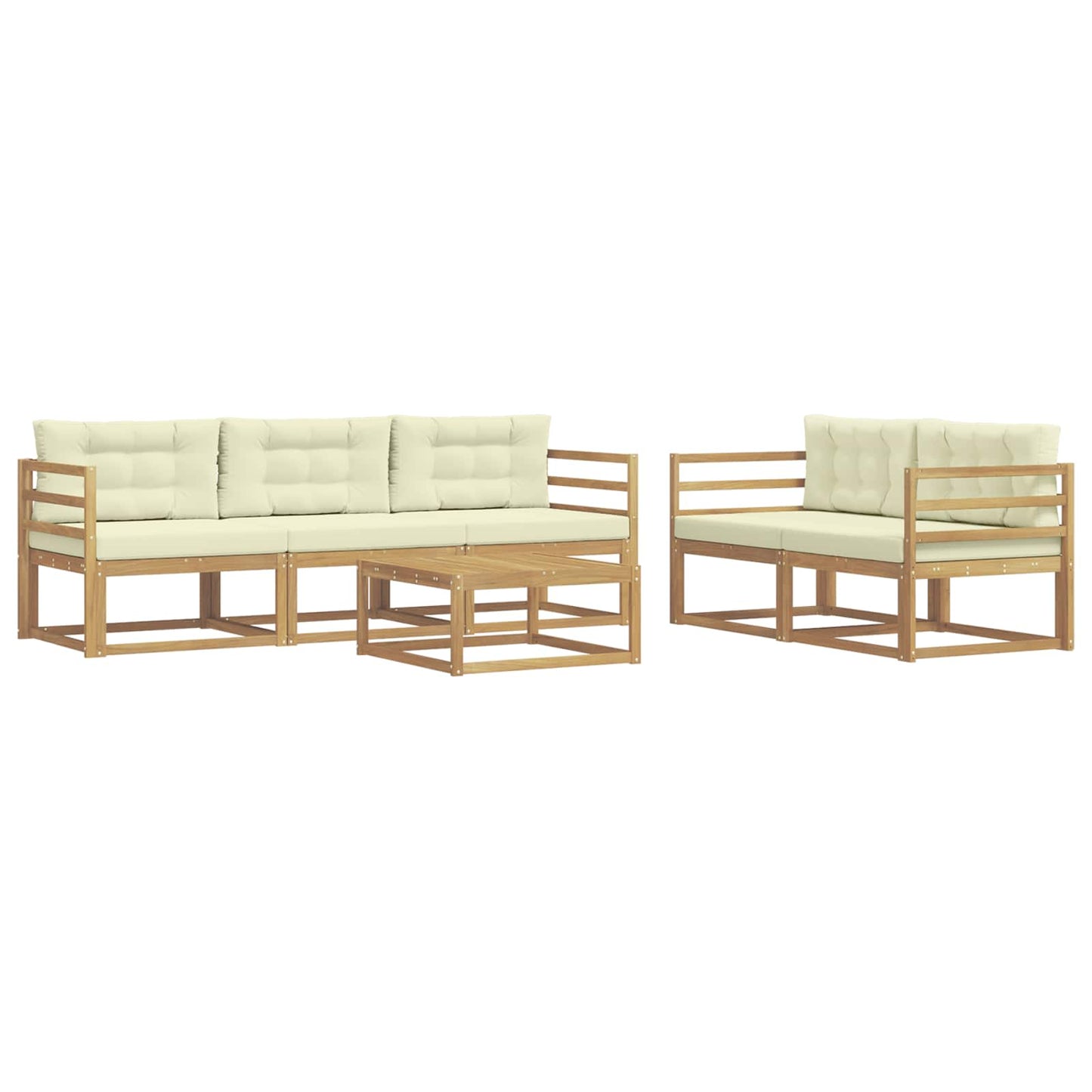 Buiten bankenset met kussen 6 pcs Wit en crèmekleurig is nu te koop bij PeponiXL, paradijselijk wonen!