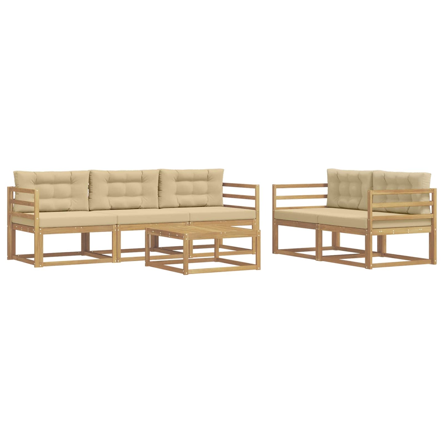 Buiten bankenset met kussen 6 pcs Wit en Beige is nu te koop bij PeponiXL, paradijselijk wonen!