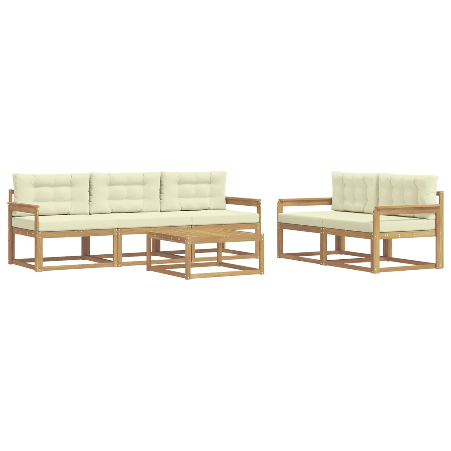 Buiten bankenset met kussen 6 pcs Wit en crèmekleurig is nu te koop bij PeponiXL, paradijselijk wonen!