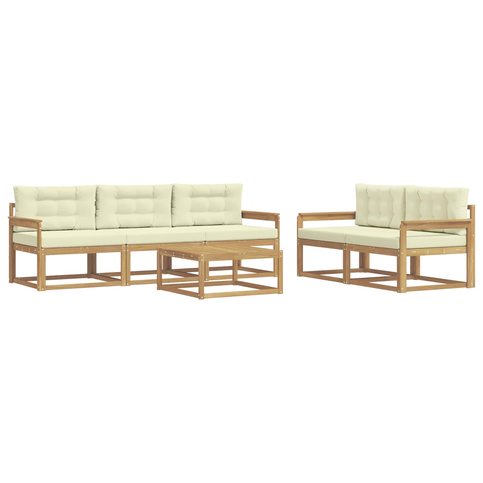 Buiten bankenset met kussen 6 pcs Wit en crèmekleurig is nu te koop bij PeponiXL, paradijselijk wonen!