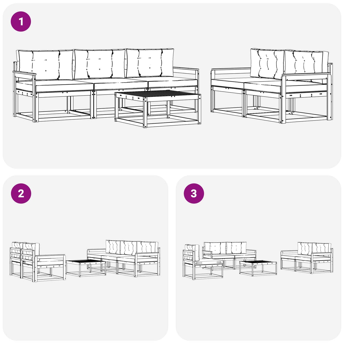 Buiten bankenset met kussen 6 pcs Wit en crèmekleurig is nu te koop bij PeponiXL, paradijselijk wonen!