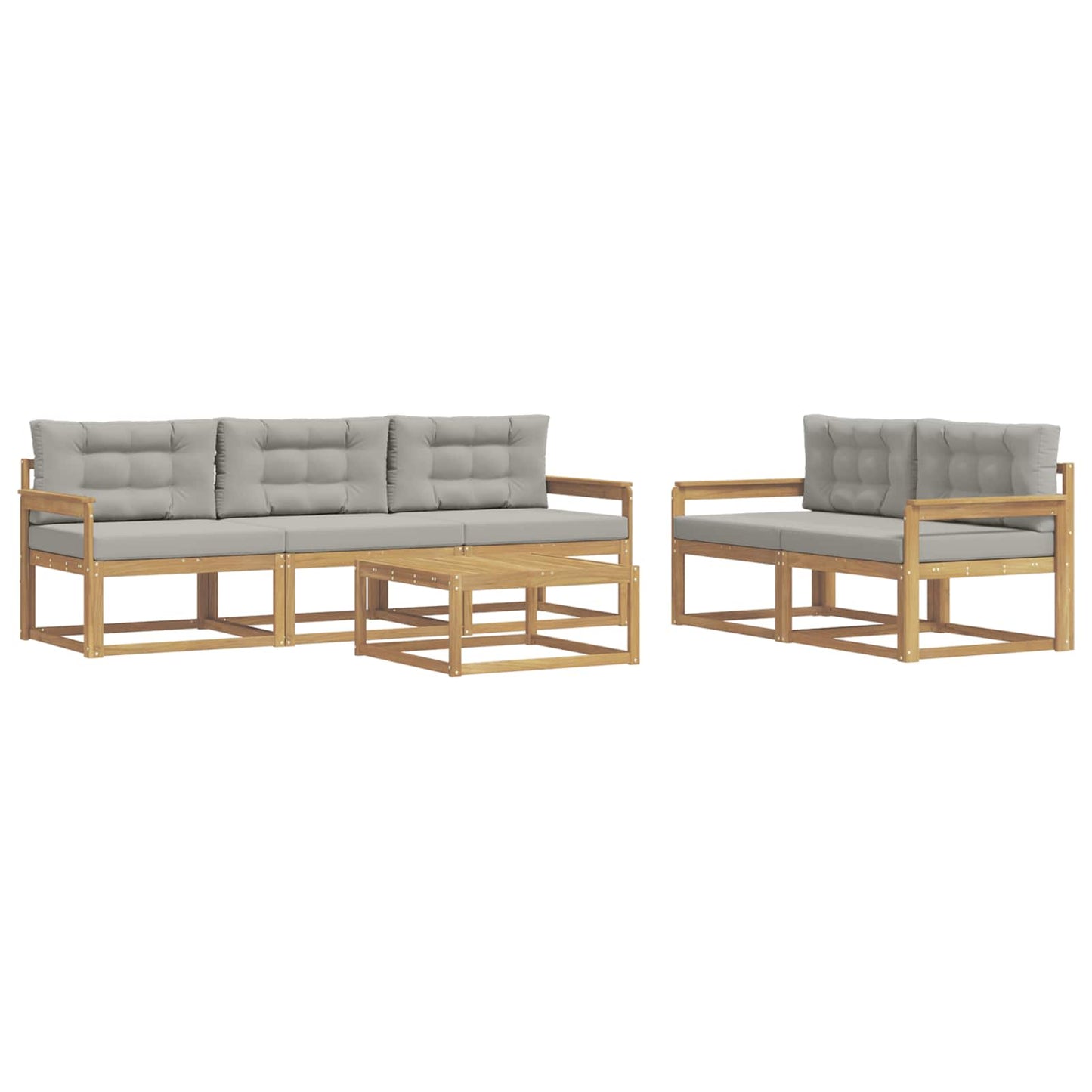 Buiten bankenset met kussen 6 pcs Wit en Lichtgrijs is nu te koop bij PeponiXL, paradijselijk wonen!