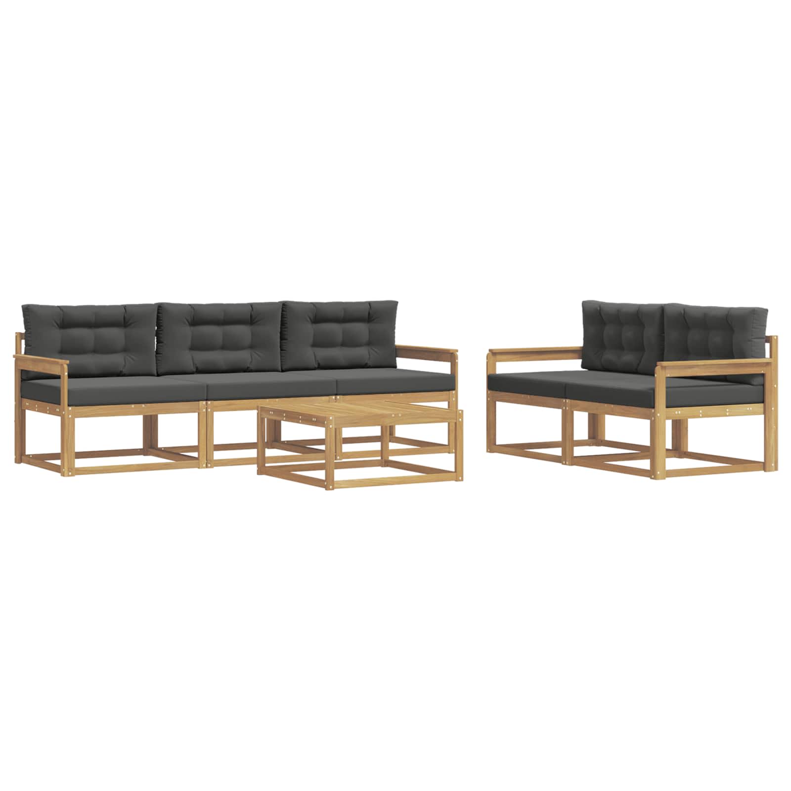 Buiten bankenset met kussen 6 pcs Wit en antracietkleurig is nu te koop bij PeponiXL, paradijselijk wonen!