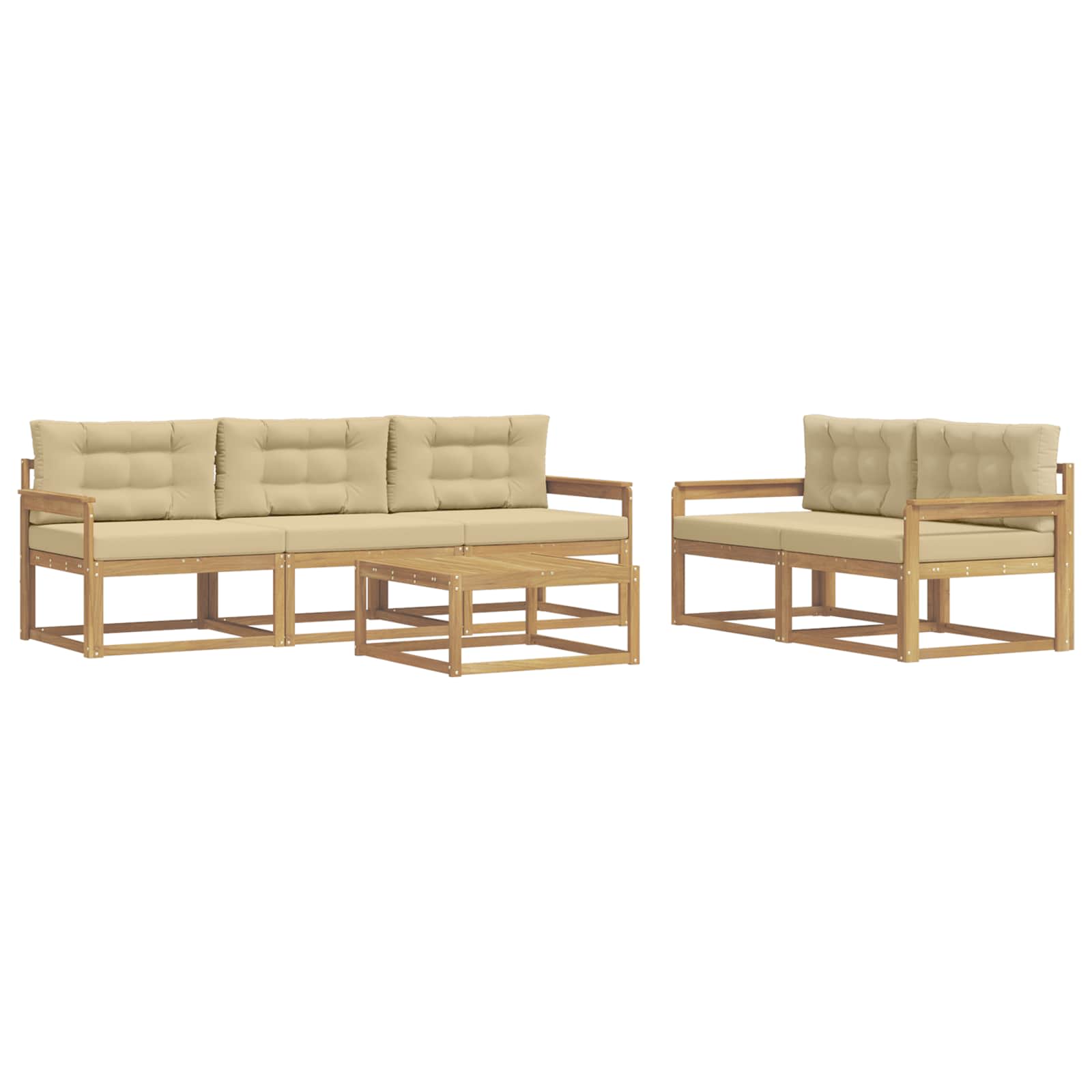 Buiten bankenset met kussen 6 pcs Wit en Beige is nu te koop bij PeponiXL, paradijselijk wonen!