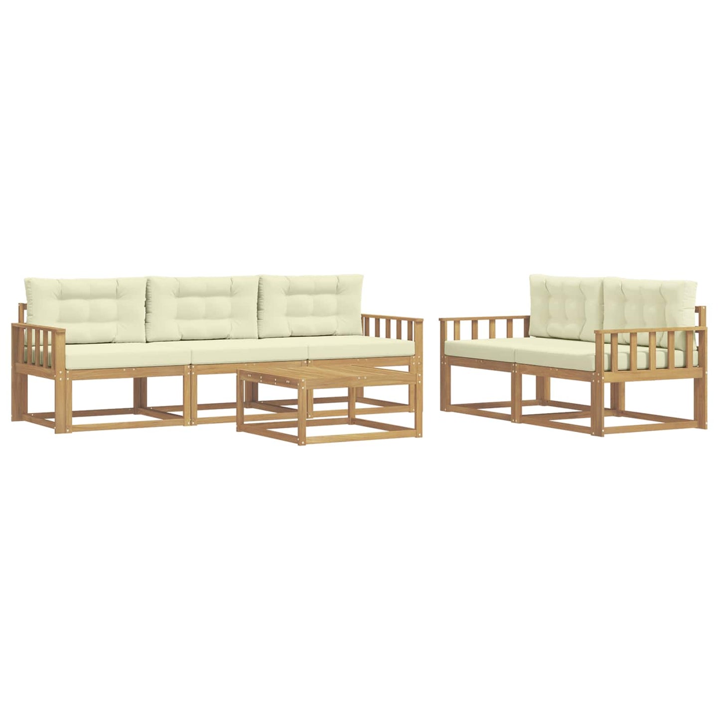 Buiten bankenset met kussen 6 pcs Wit en crèmekleurig is nu te koop bij PeponiXL, paradijselijk wonen!