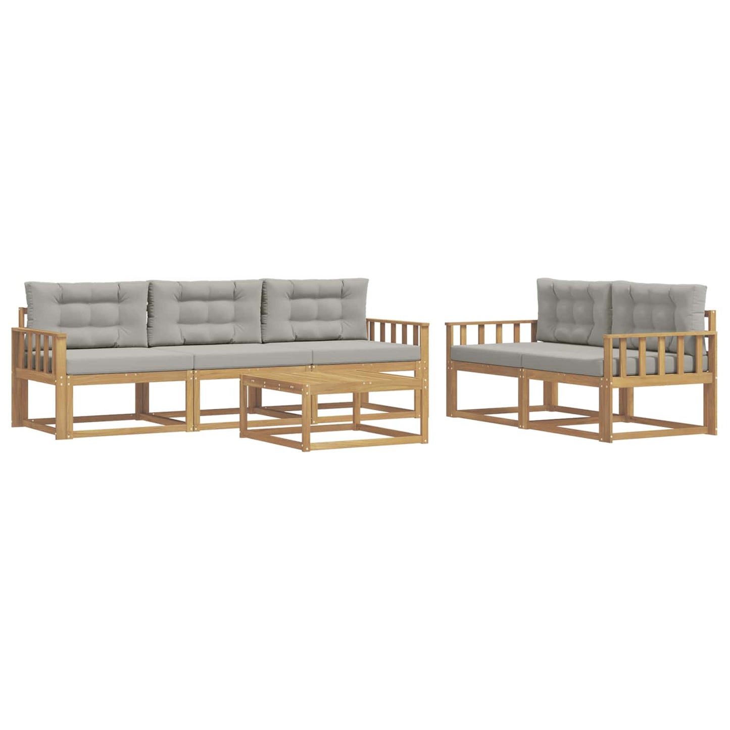 Buiten bankenset met kussen 6 pcs Wit en Lichtgrijs is nu te koop bij PeponiXL, paradijselijk wonen!