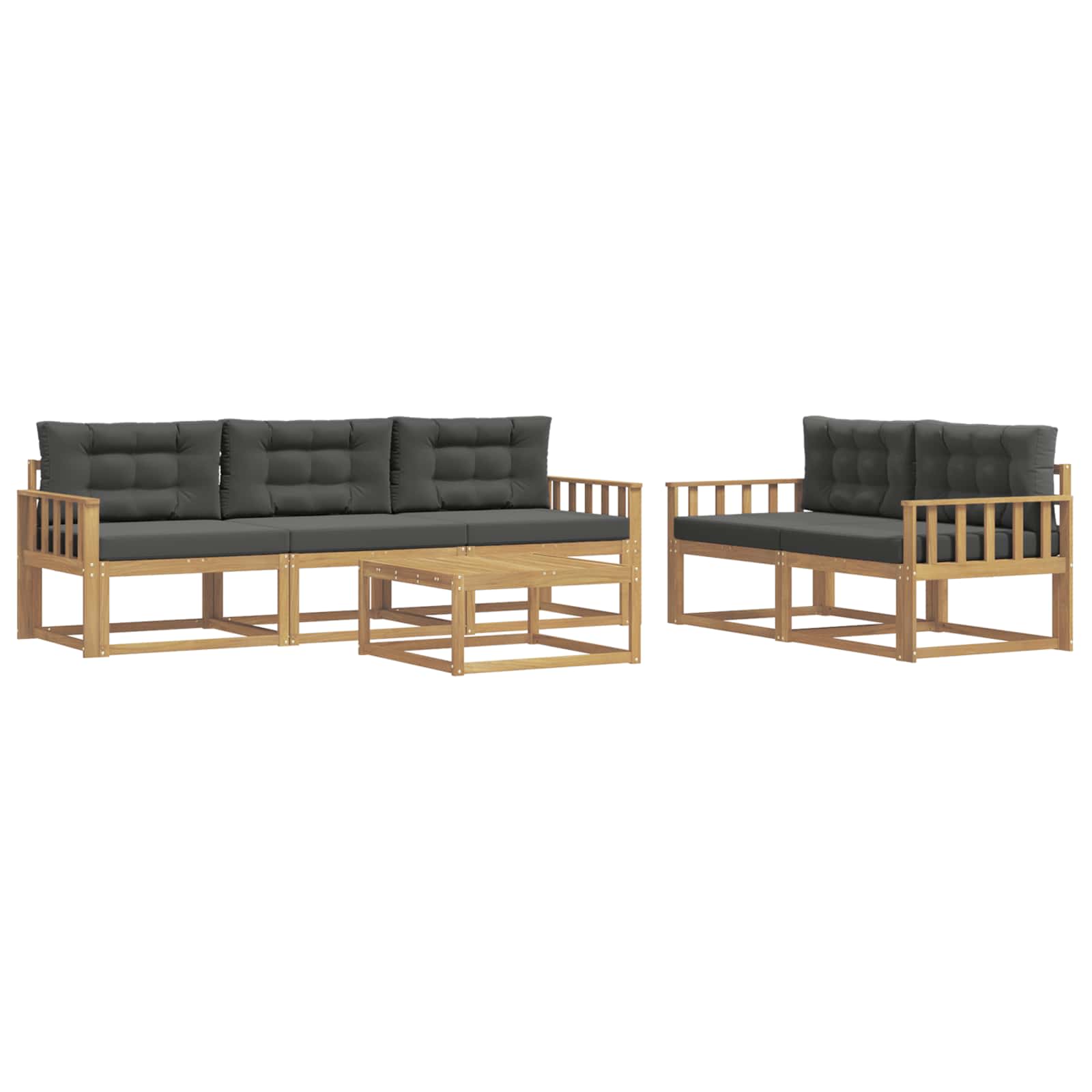 Buiten bankenset met kussen 6 pcs Wit en antracietkleurig is nu te koop bij PeponiXL, paradijselijk wonen!