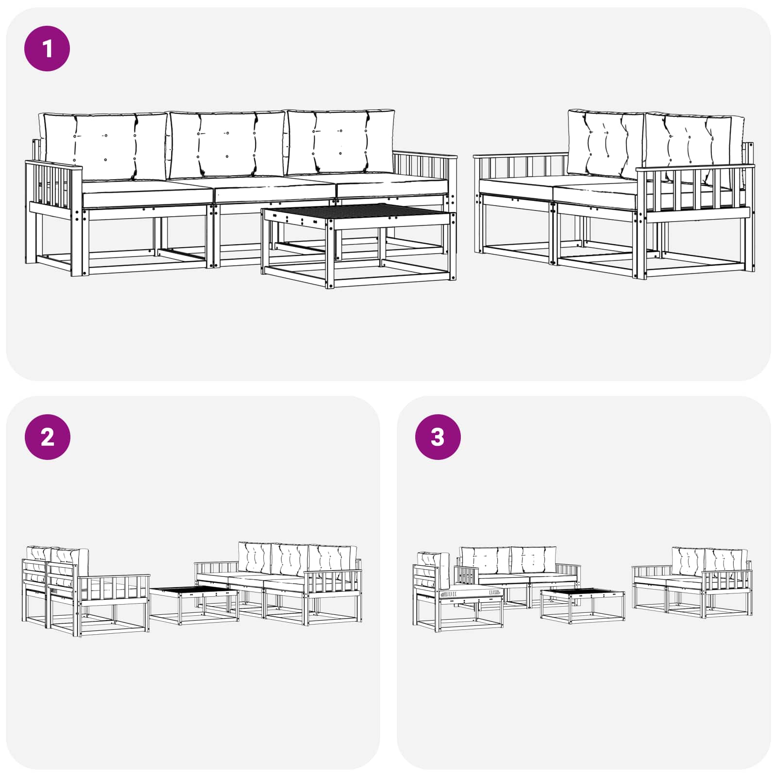 Buiten bankenset met kussen 6 pcs Wit en antracietkleurig is nu te koop bij PeponiXL, paradijselijk wonen!