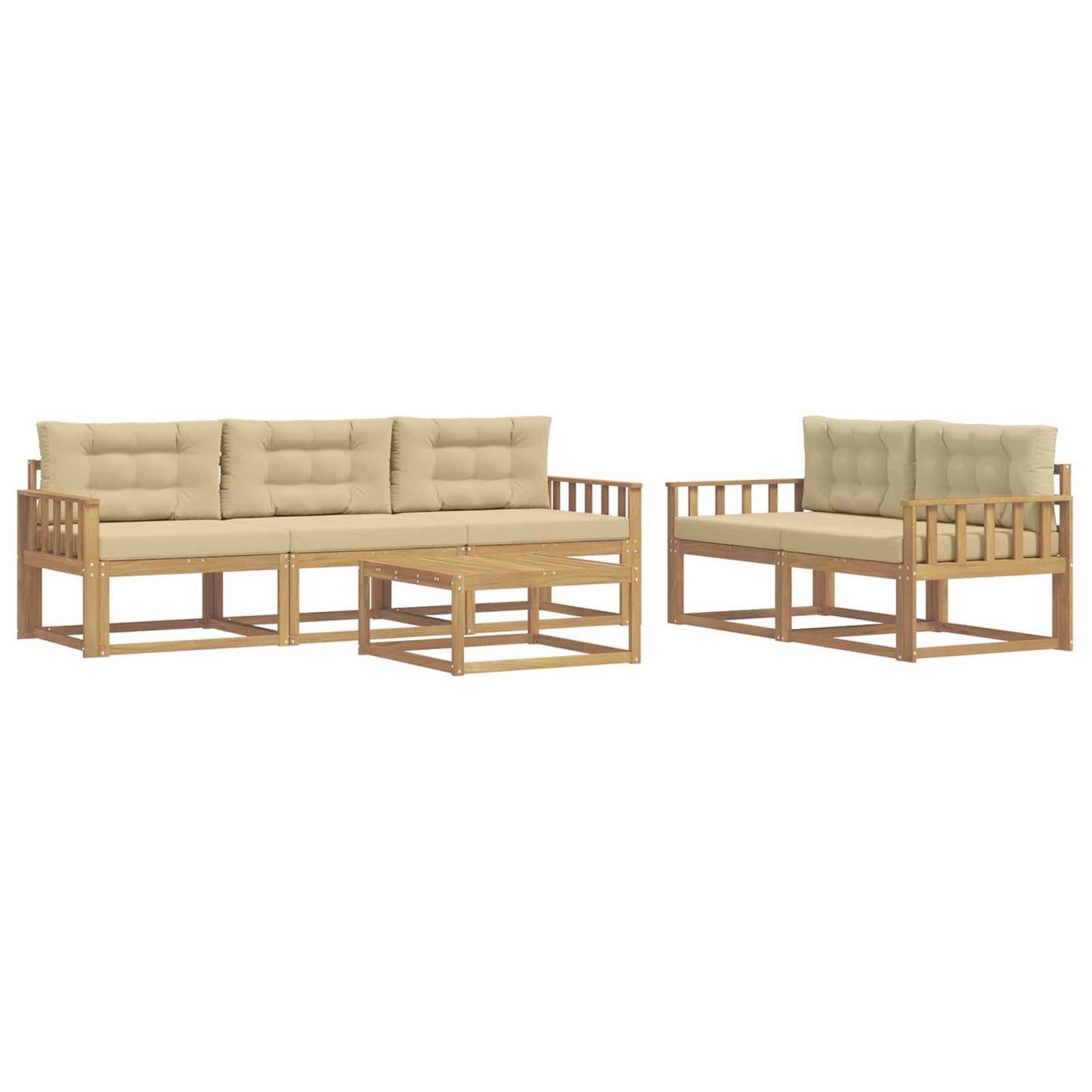Buiten bankenset met kussen 6 pcs Wit en Beige is nu te koop bij PeponiXL, paradijselijk wonen!