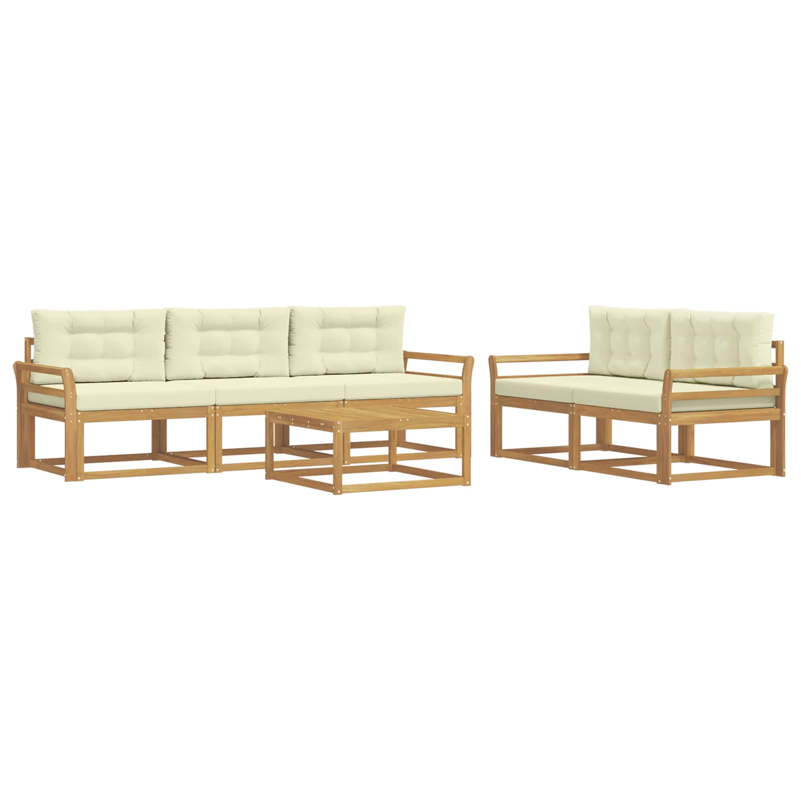 Buiten bankenset met kussen 6 pcs Wit en crèmekleurig is nu te koop bij PeponiXL, paradijselijk wonen!