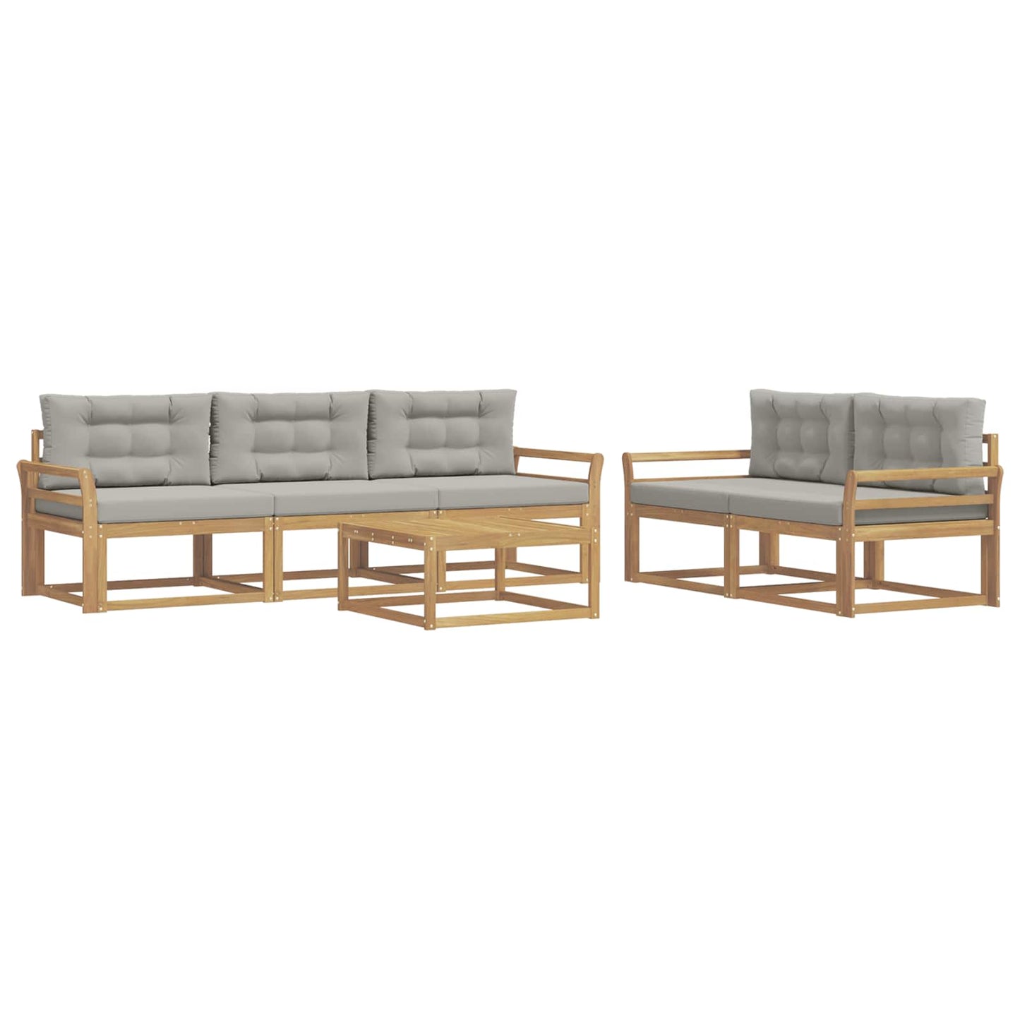 Buiten bankenset met kussen 6 pcs Wit en Lichtgrijs is nu te koop bij PeponiXL, paradijselijk wonen!