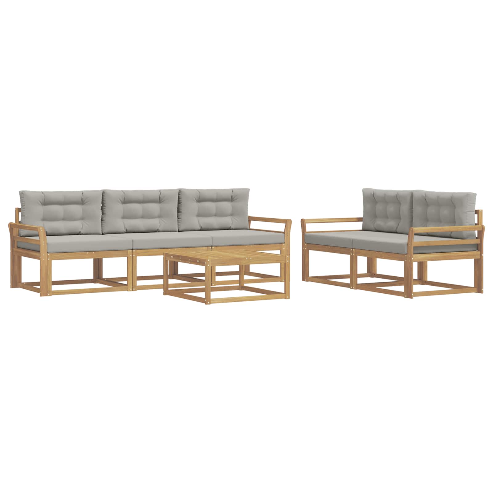 Buiten bankenset met kussen 6 pcs Wit en Lichtgrijs is nu te koop bij PeponiXL, paradijselijk wonen!