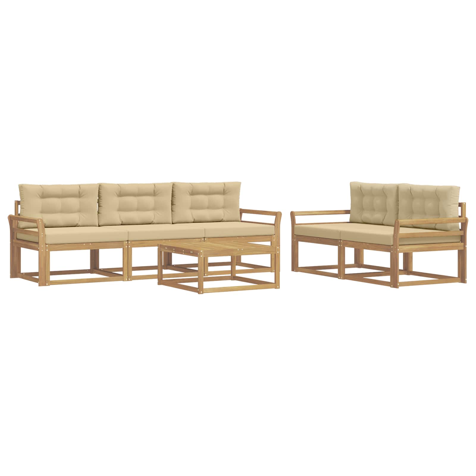 Buiten bankenset met kussen 6 pcs Wit en Beige is nu te koop bij PeponiXL, paradijselijk wonen!