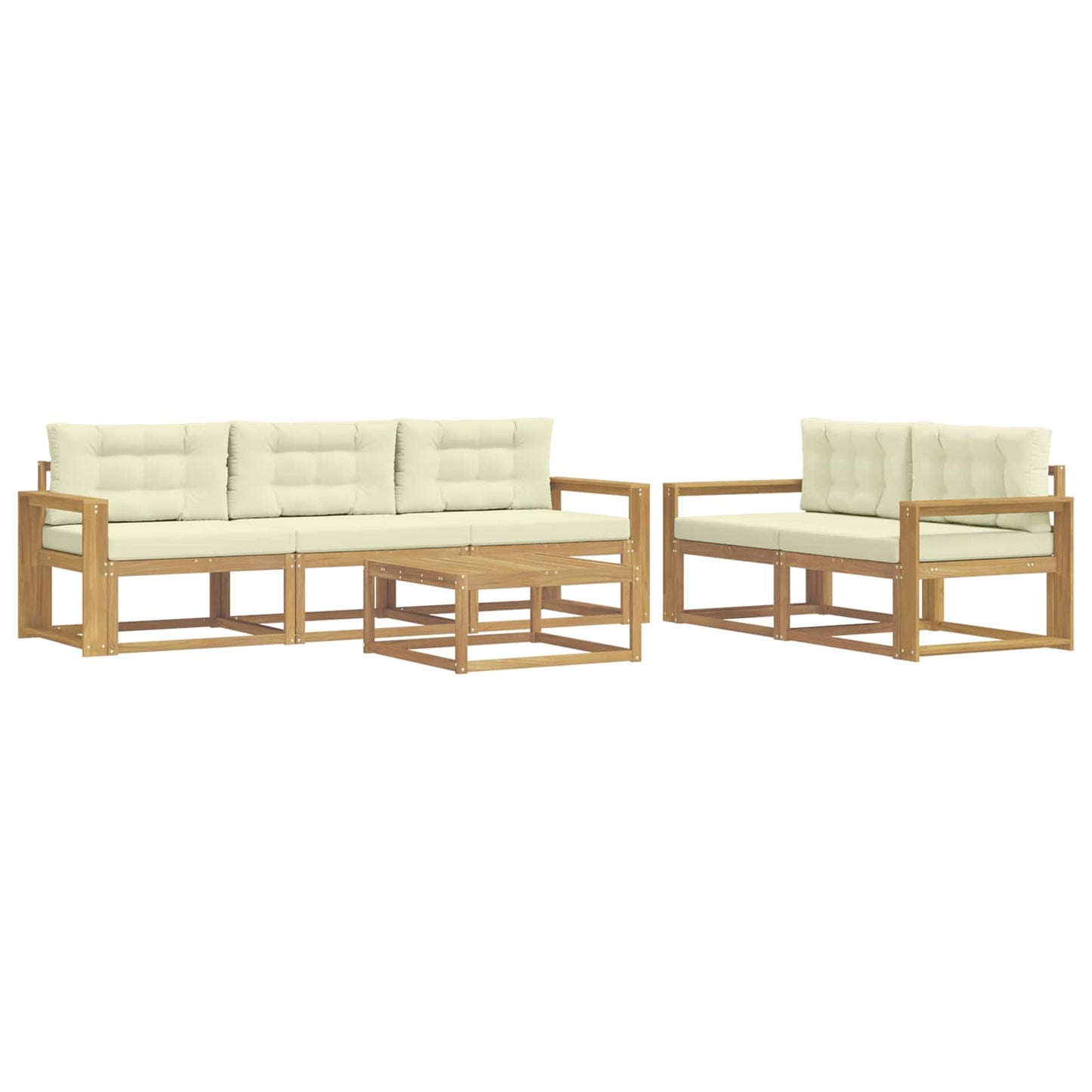 Buiten bankenset met kussen 6 pcs Wit en crèmekleurig is nu te koop bij PeponiXL, paradijselijk wonen!
