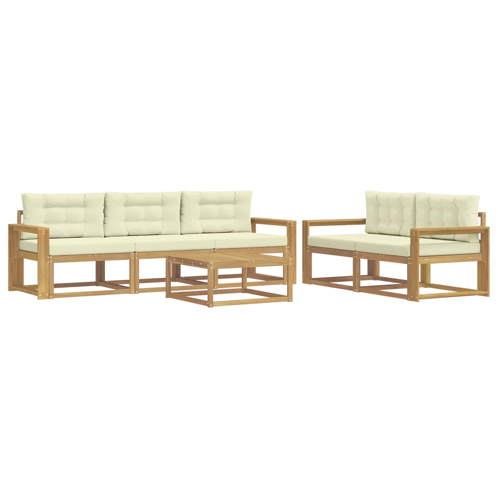 Buiten bankenset met kussen 6 pcs Wit en crèmekleurig is nu te koop bij PeponiXL, paradijselijk wonen!