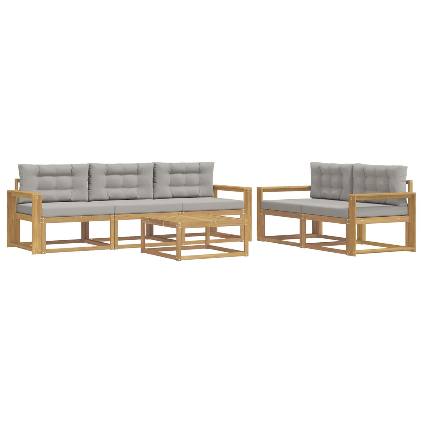 Buiten bankenset met kussen 6 pcs Wit en Lichtgrijs is nu te koop bij PeponiXL, paradijselijk wonen!