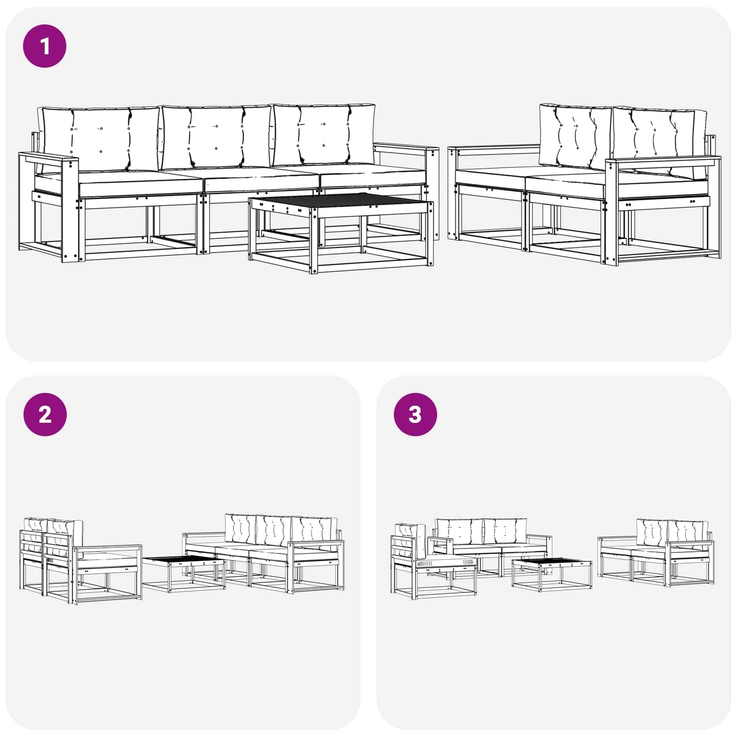 Buiten bankenset met kussen 6 pcs Wit en Lichtgrijs is nu te koop bij PeponiXL, paradijselijk wonen!