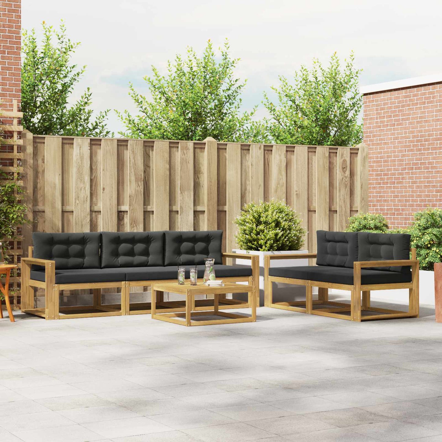 Buiten bankenset met kussen 6 pcs Wit en antracietkleurig is nu te koop bij PeponiXL, paradijselijk wonen!