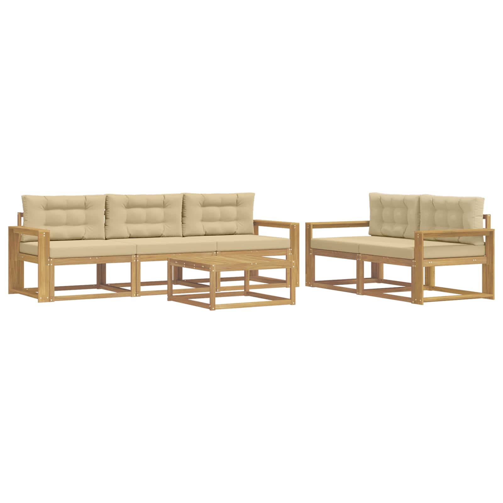Buiten bankenset met kussen 6 pcs Wit en Beige is nu te koop bij PeponiXL, paradijselijk wonen!
