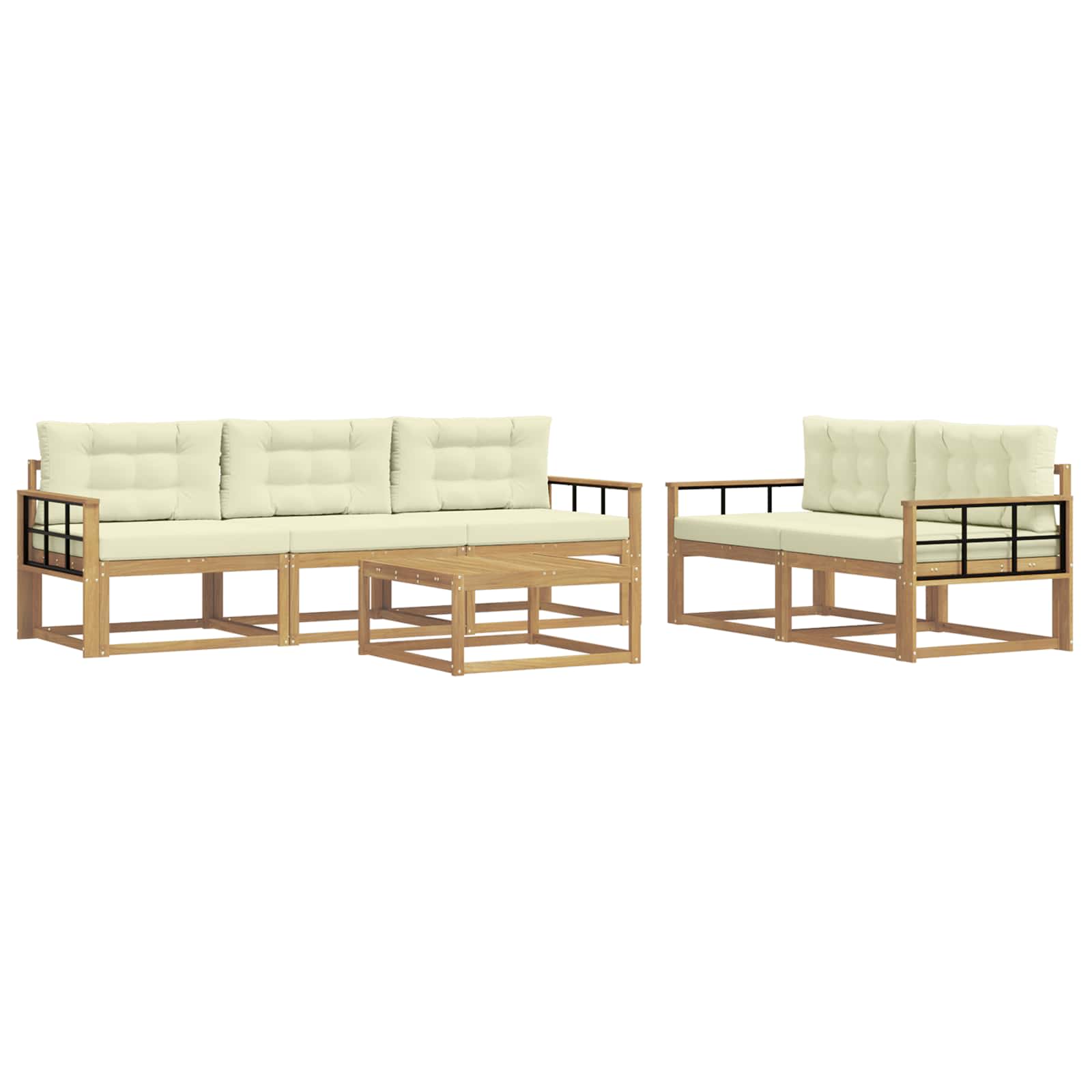 Buiten bankenset met kussen 6 pcs Wit en crèmekleurig is nu te koop bij PeponiXL, paradijselijk wonen!